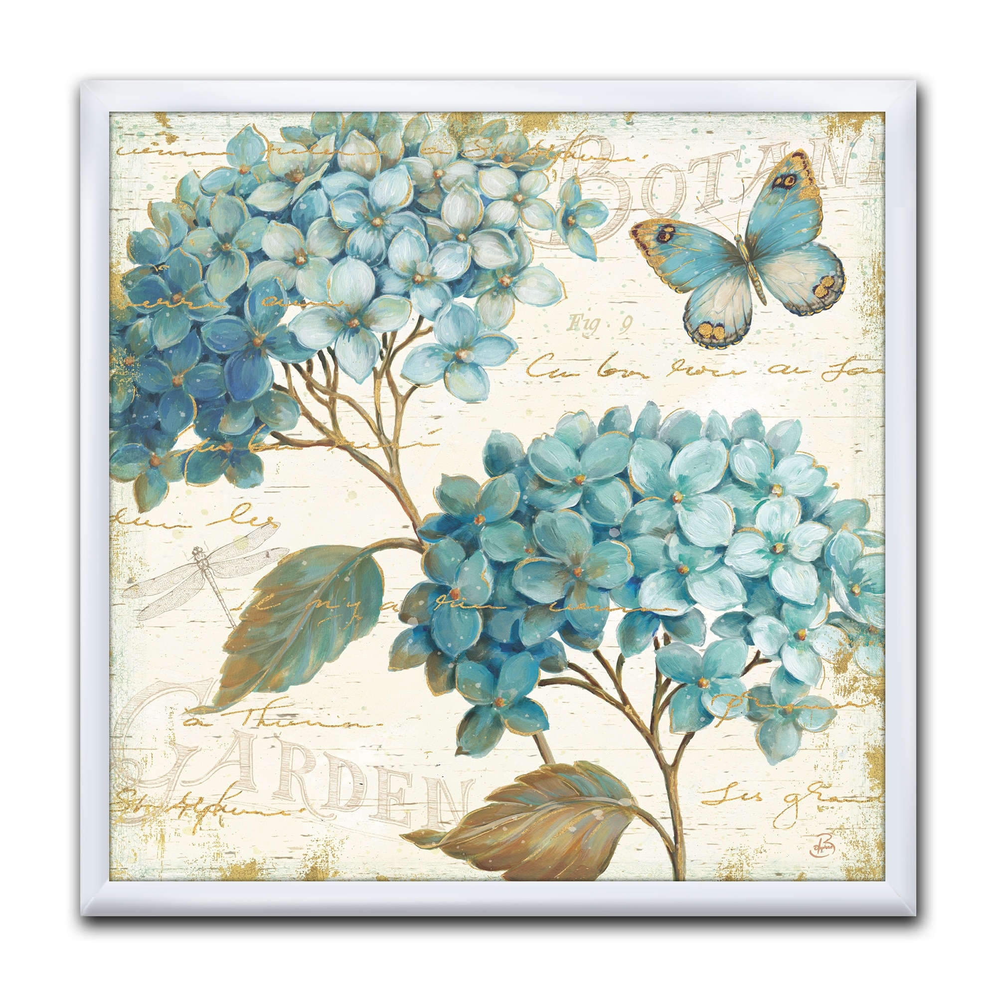 Designart "butterfly Blue Garden I" Farmhouse Framed Art Print