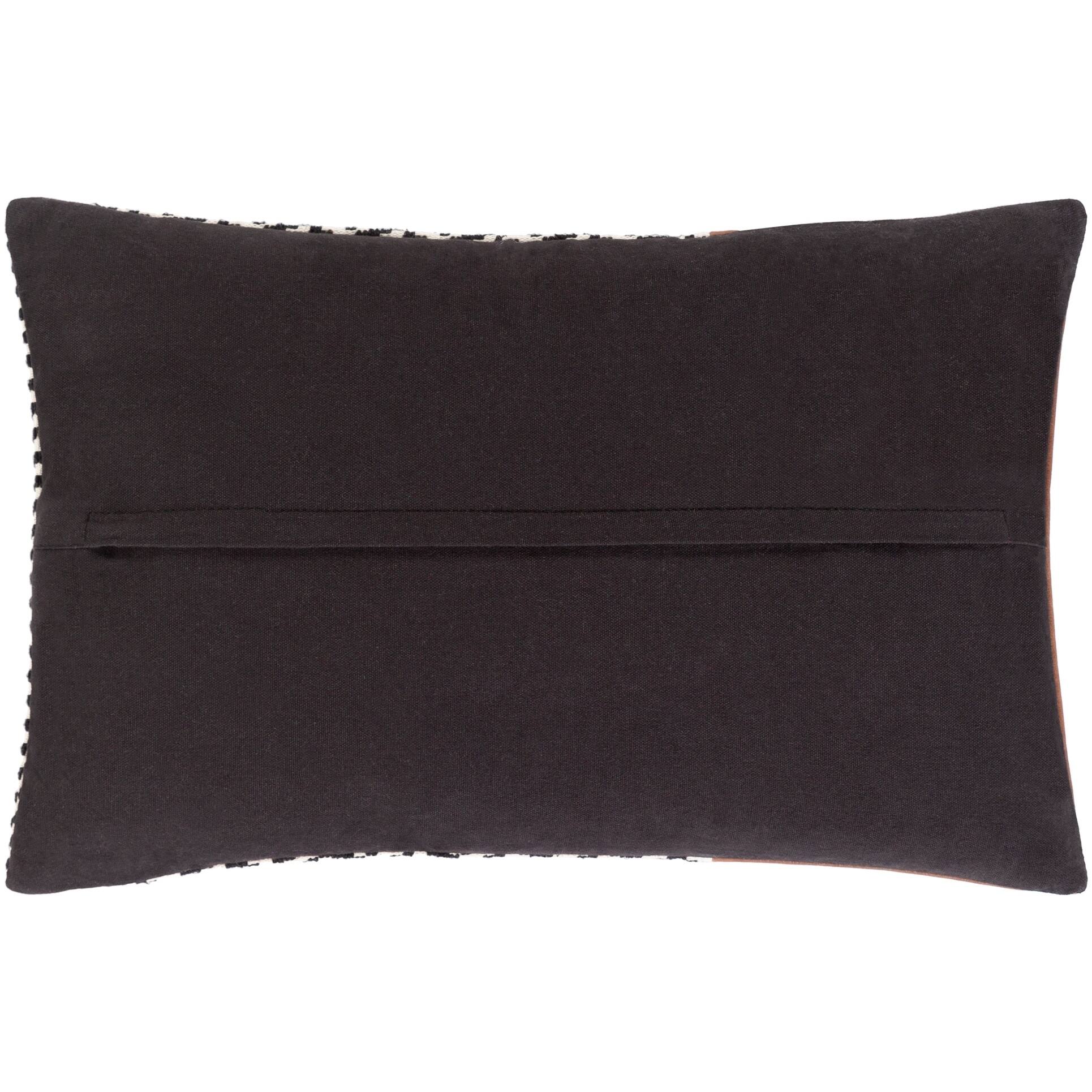 Fabiola Leather Striped Modern 13x20-inch Lumbar Throw Pillow