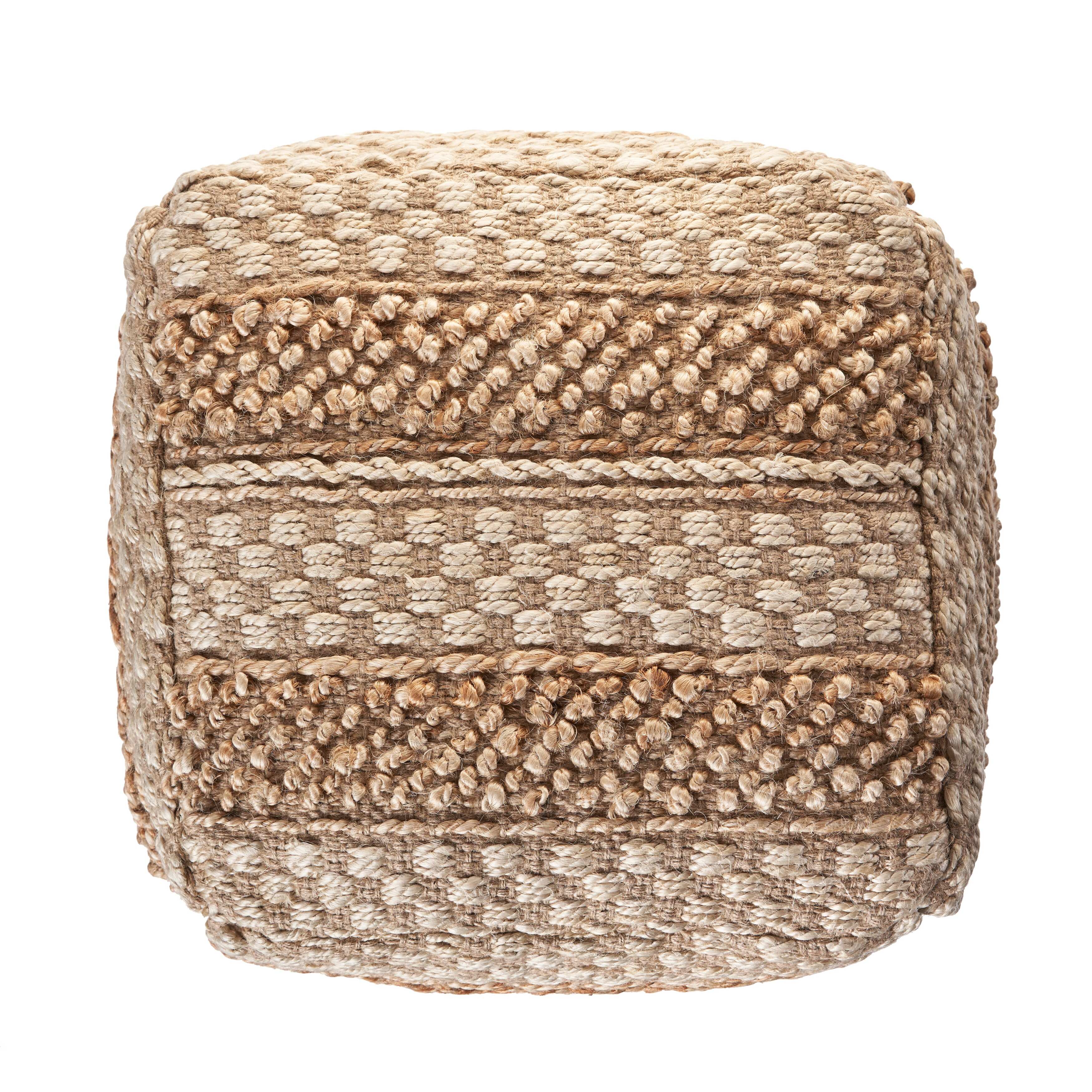 Natural Jute Checkered Pouf