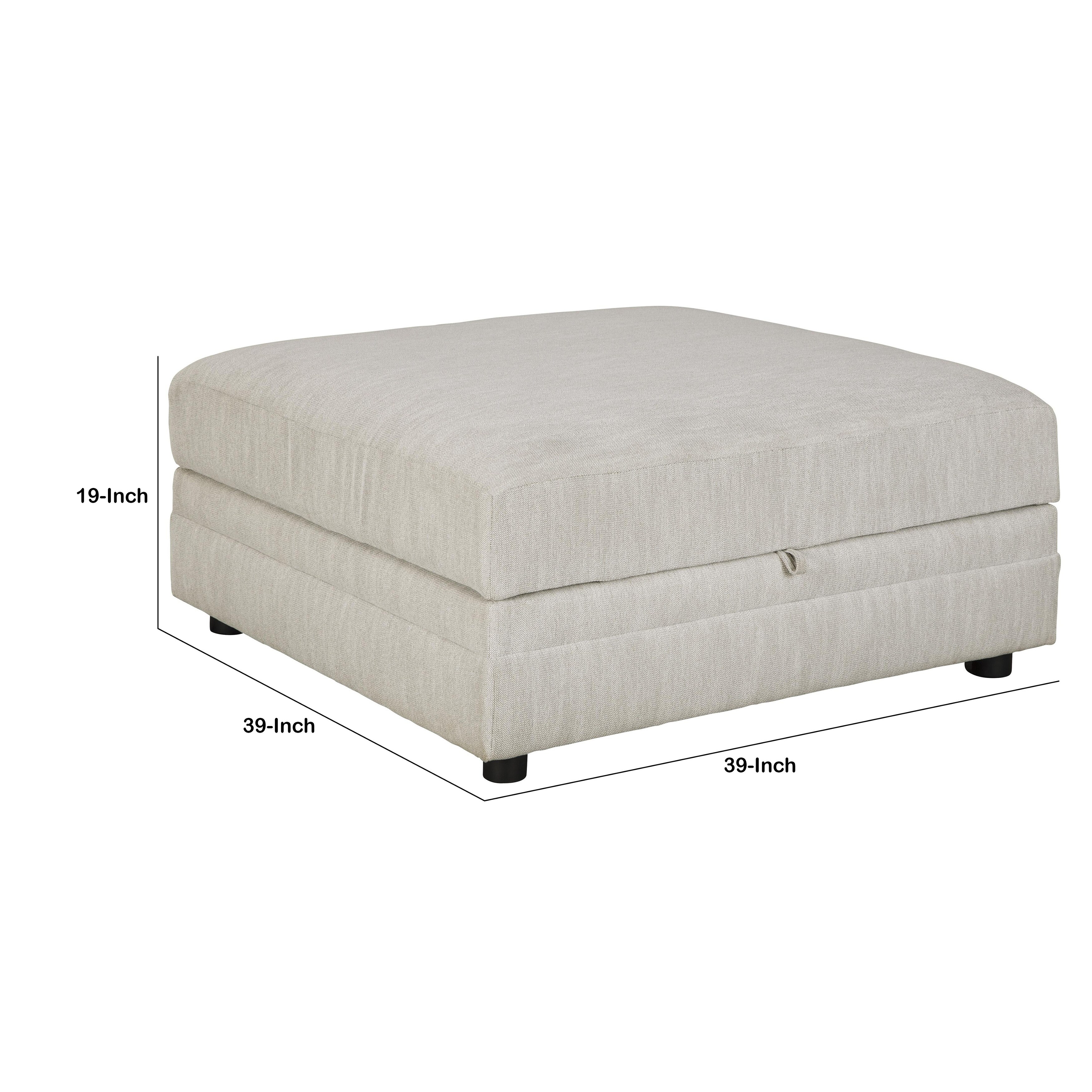 Wooden Ottoman with Hidden Storage and Tubular Legs, White