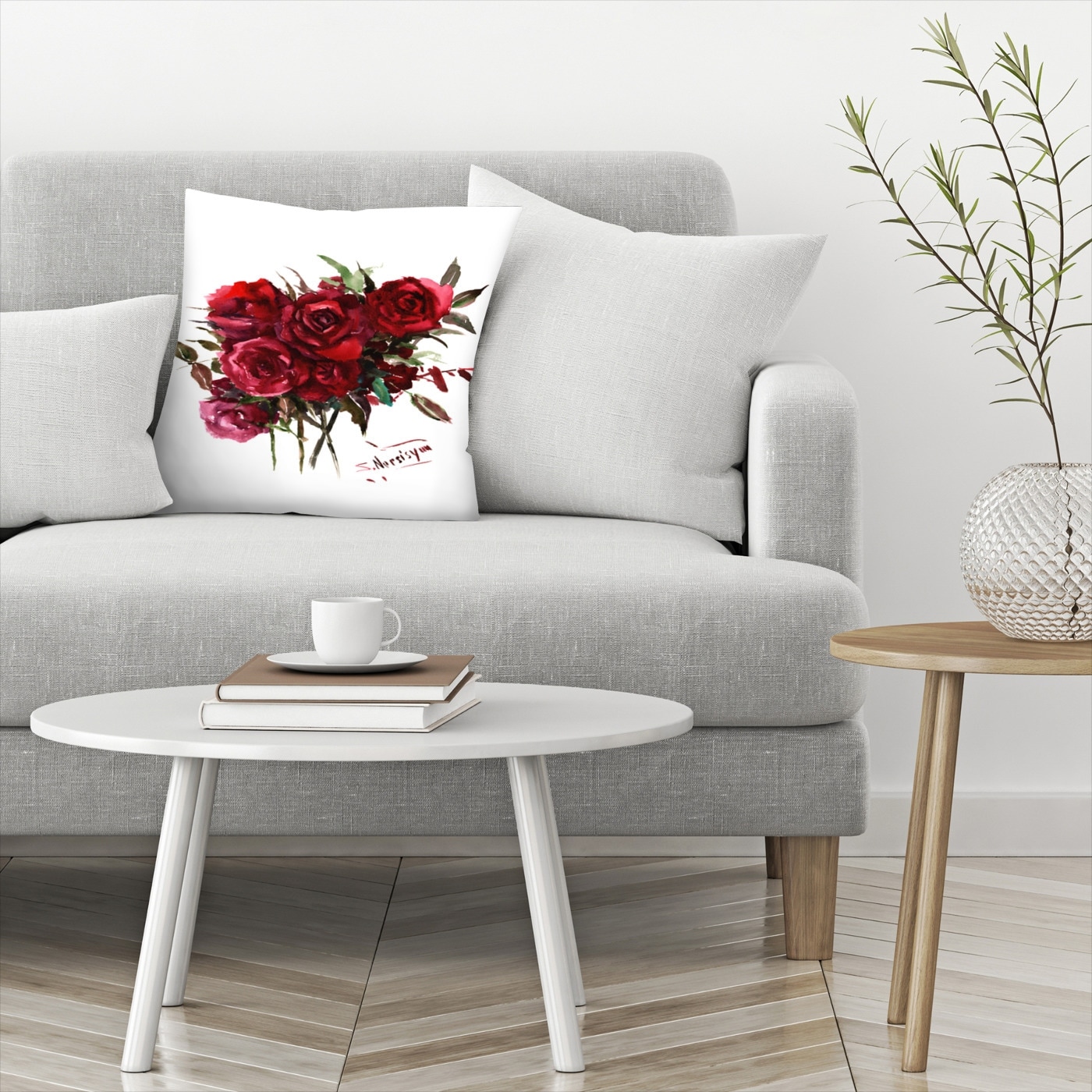 Deep Red Burgundy Roses - Decorative Throw Pillow
