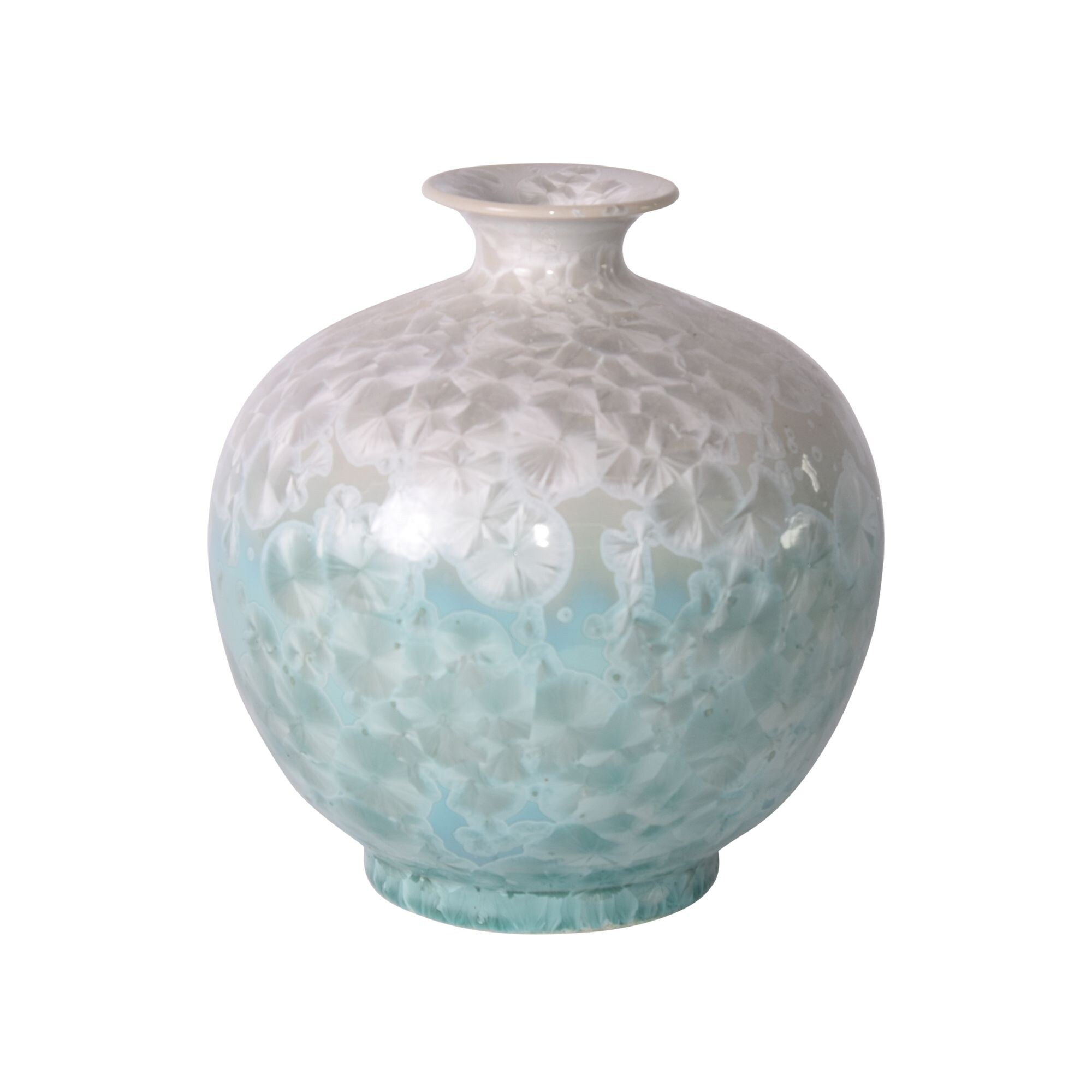 White Green Crystal Shell Pomegranate Vase - 11x11x11