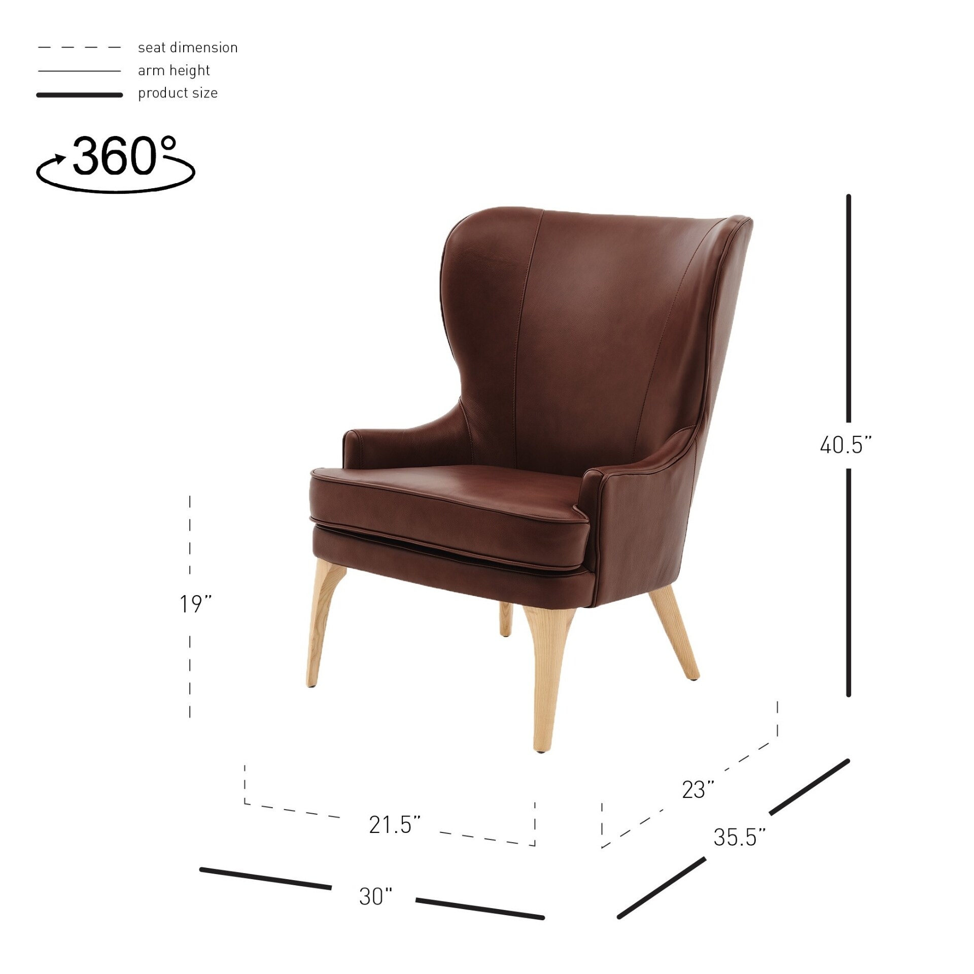 Bjorn Top-grain Leather Accent Chair