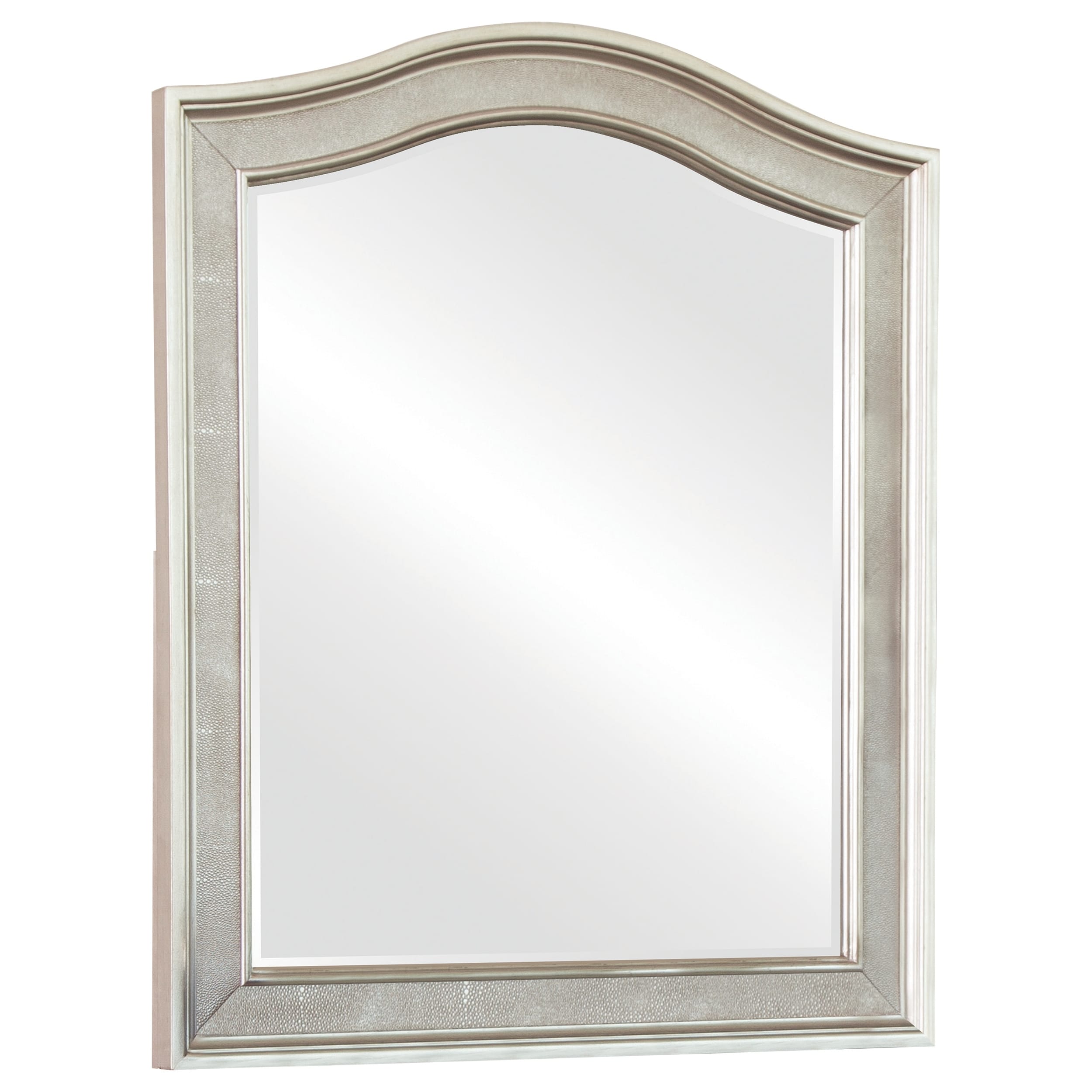 36 Inch Wooden Frame Arched Vanity Mirror, Silver
