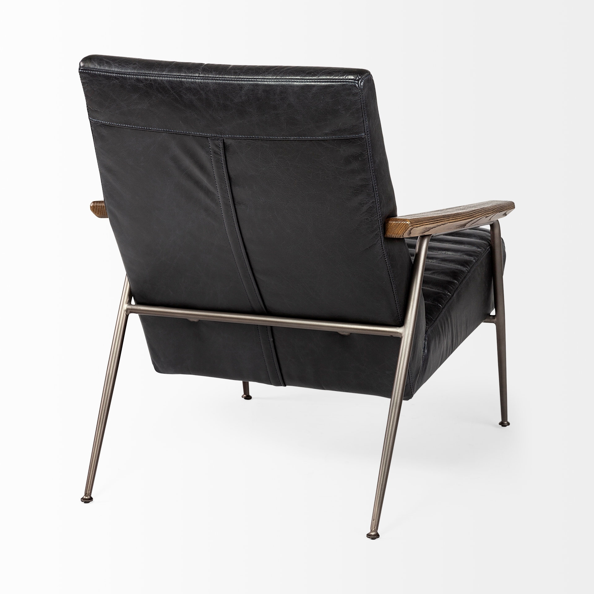 Grosjean Leather Wrap Metal Frame Accent Chair