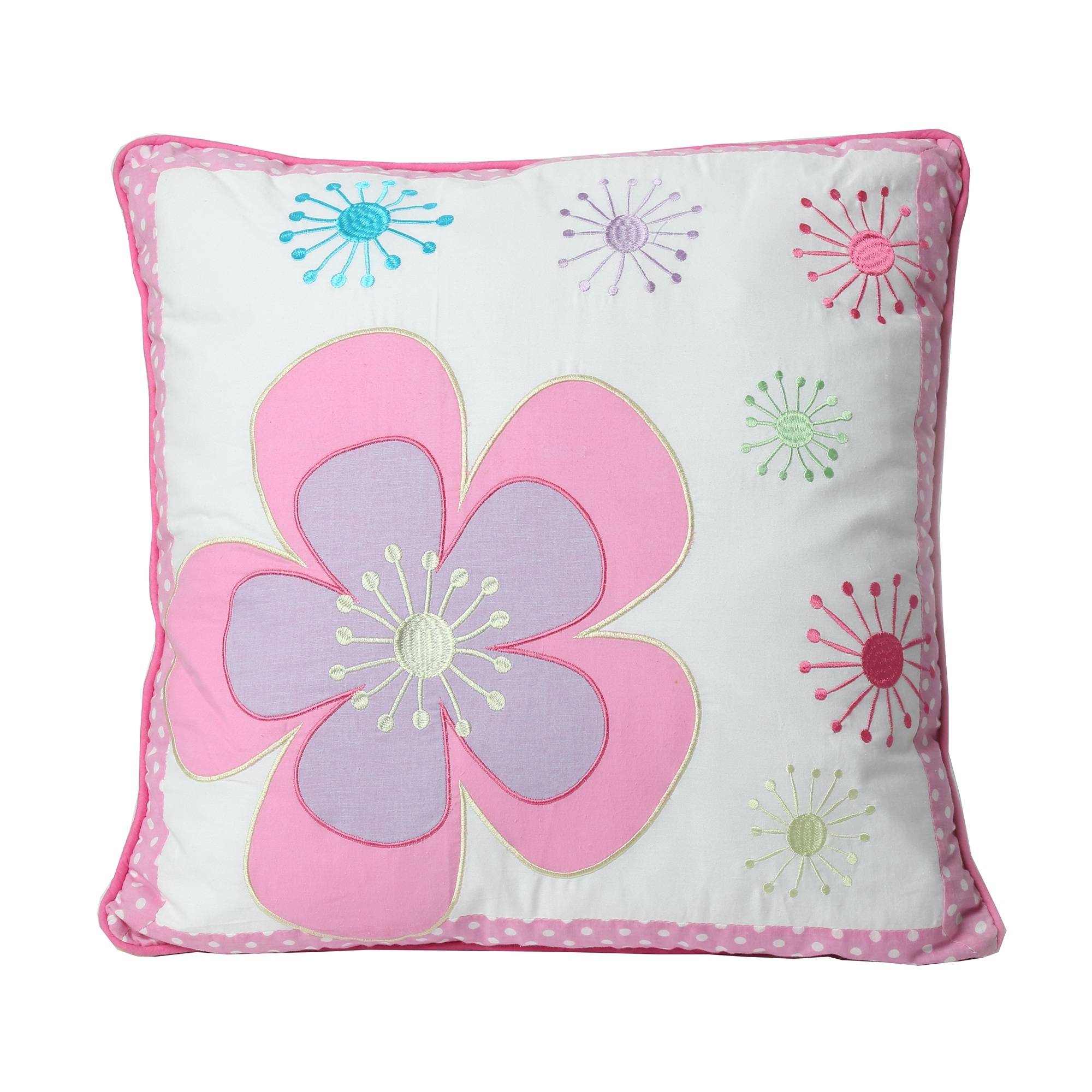 Cozy Line Pink Blossom Cotton Reversible Quilt Set With Decorative Pillows