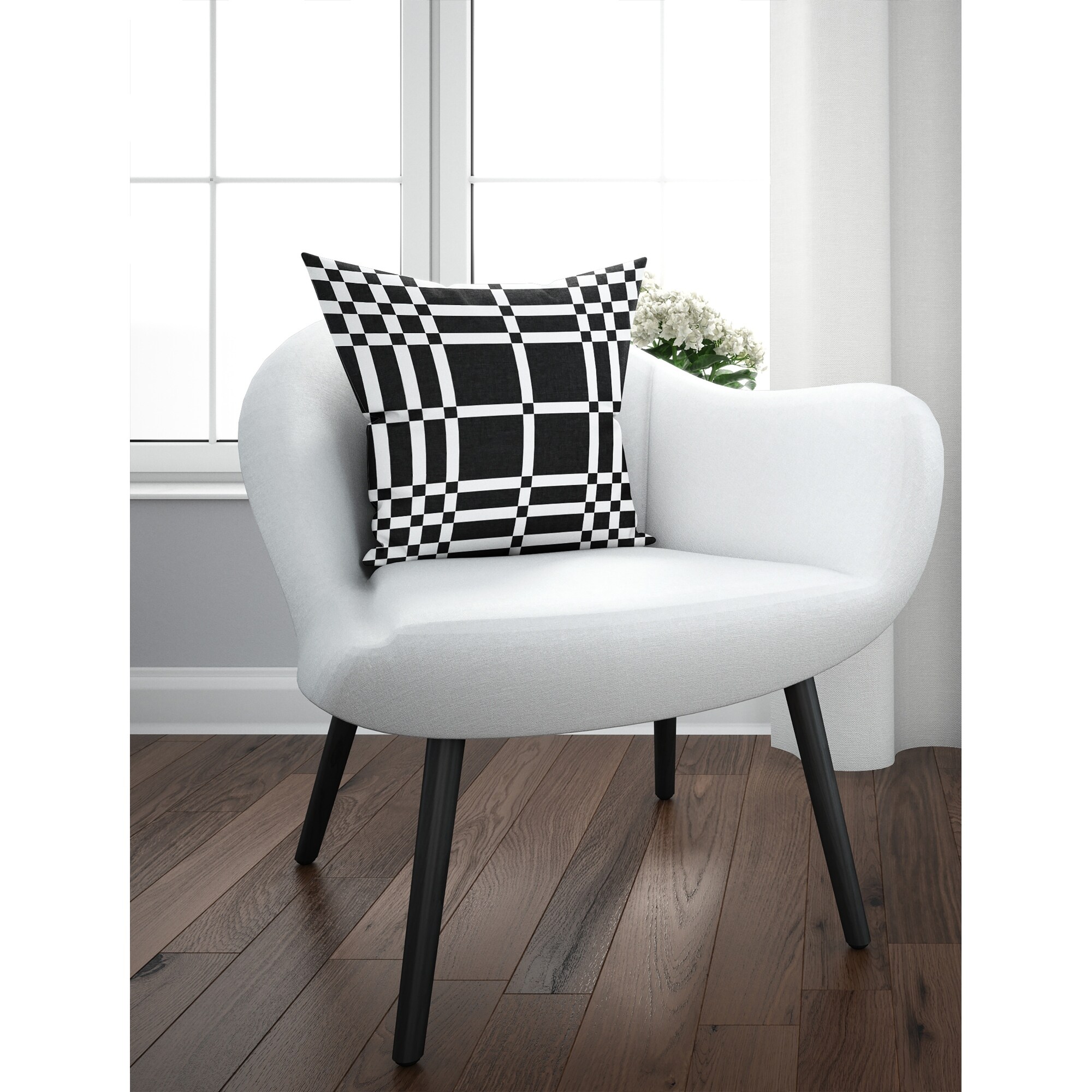 CHECKMATE BLACK & WHITE Accent Pillow By Jackie Reynolds