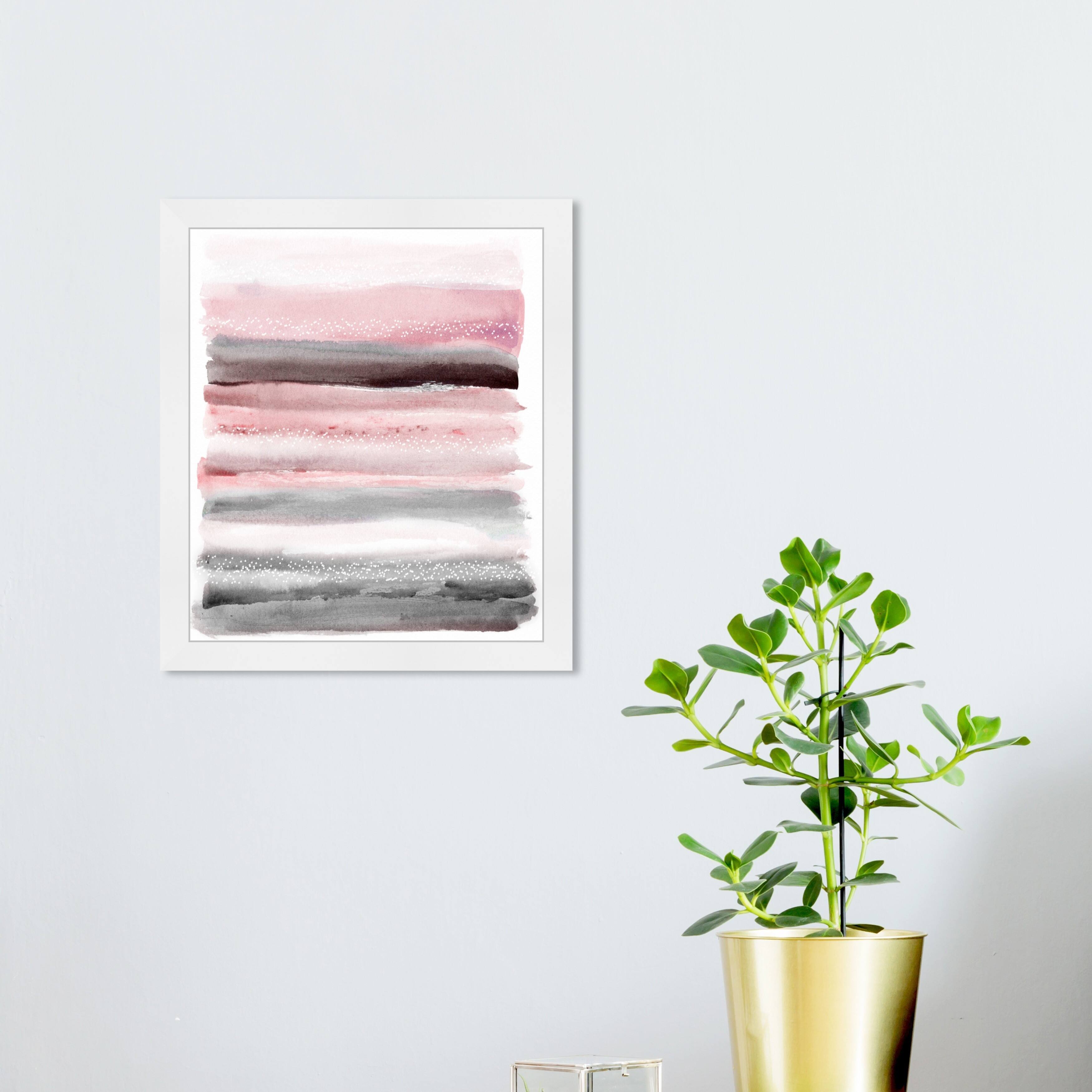 Oliver Gal 'Pink Sunset' Abstract Wall Art Framed Print Patterns - Pink, Gray