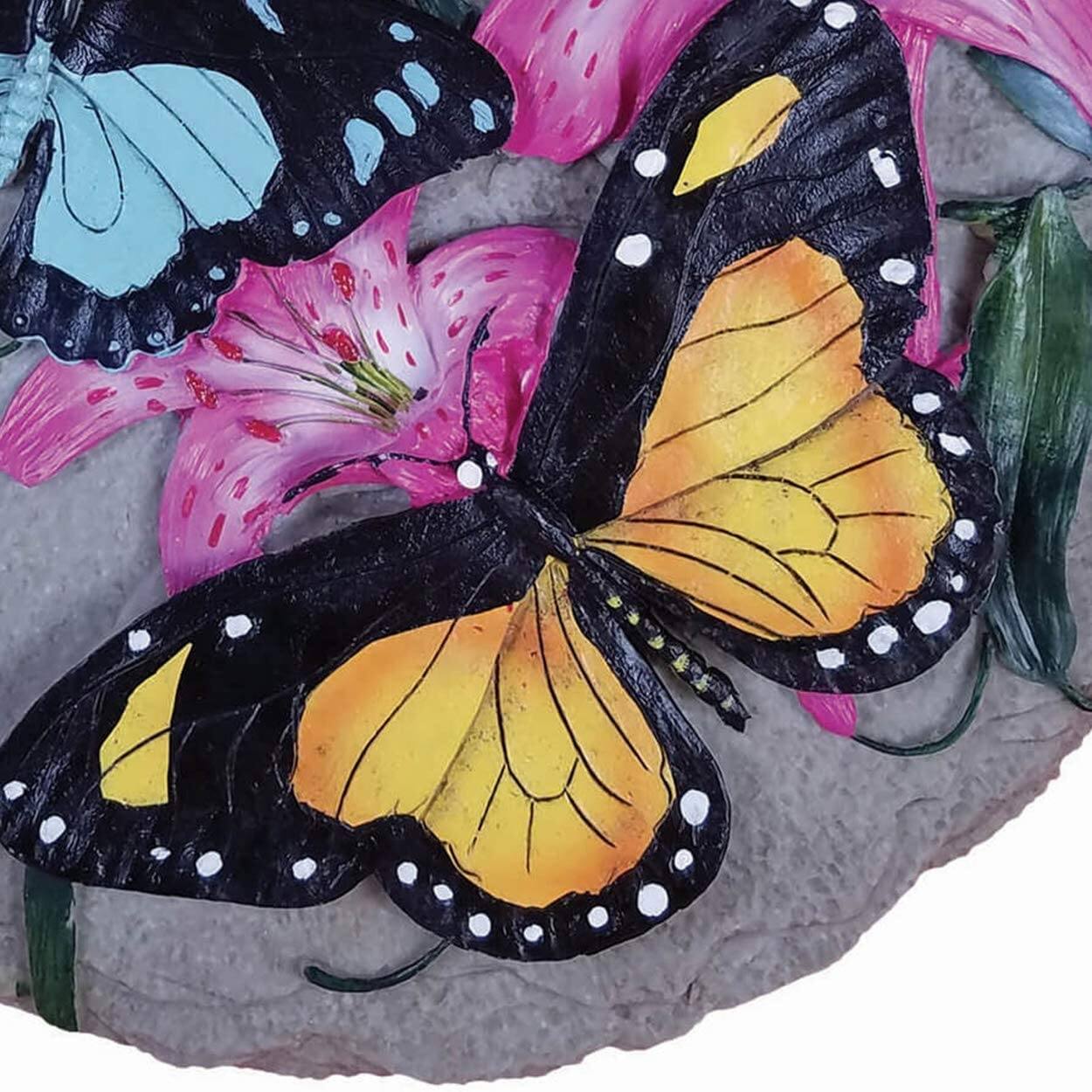 Set of 6 Two Butterfly Decorative Garden Stones - Multi-Color