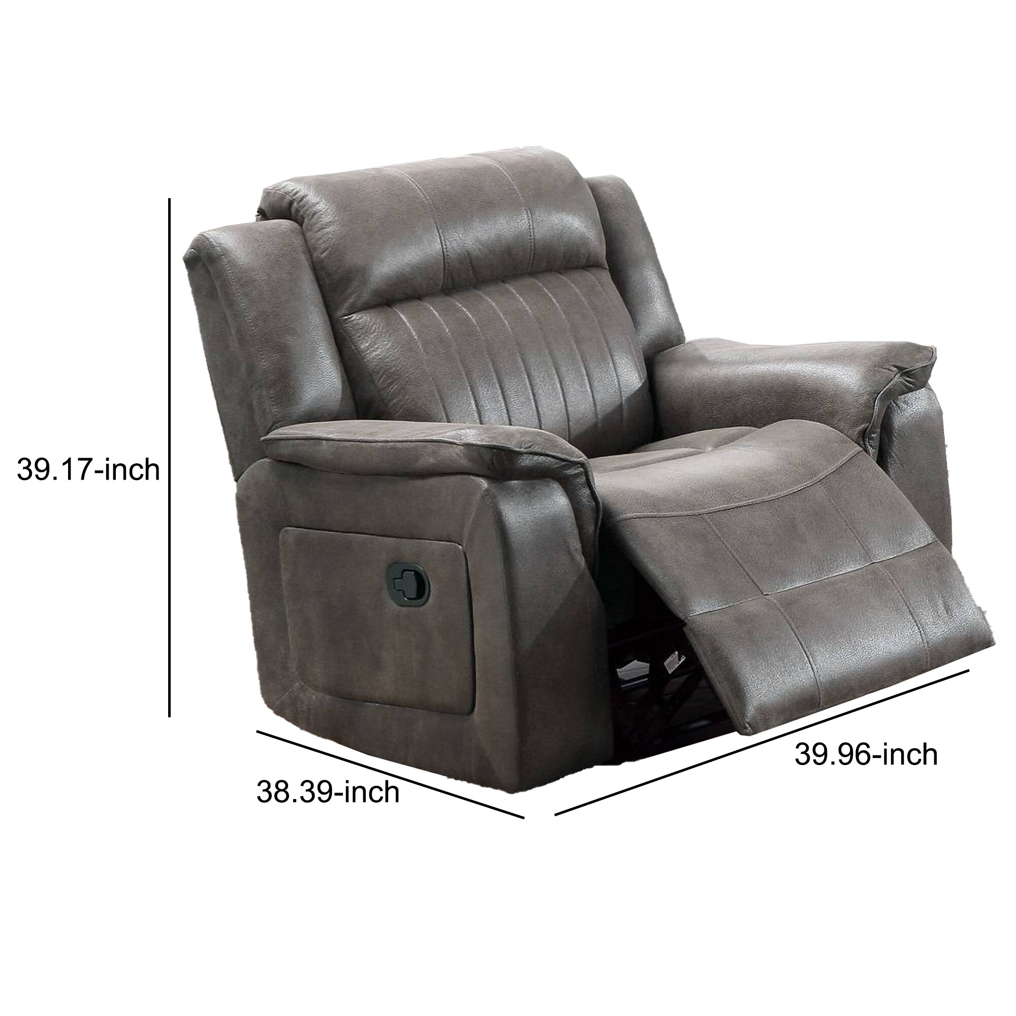 Fabric Manual Recliner Chair with Pillow Top Arms, Gray
