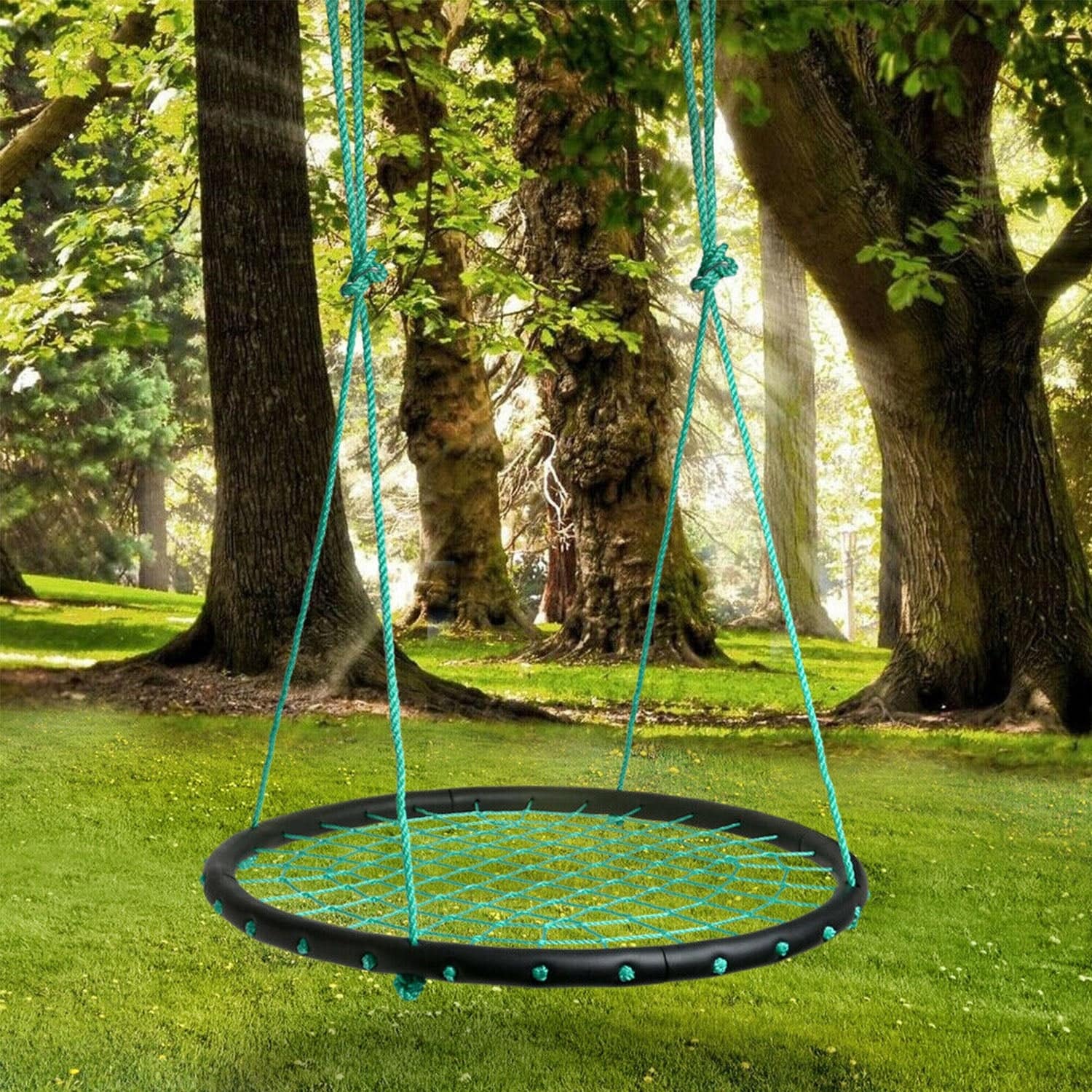 Green 40" Disc Swings Seat Flying Saucer Tree Rope Web Net Playground Backyard - Diameter 1 meter /40inch