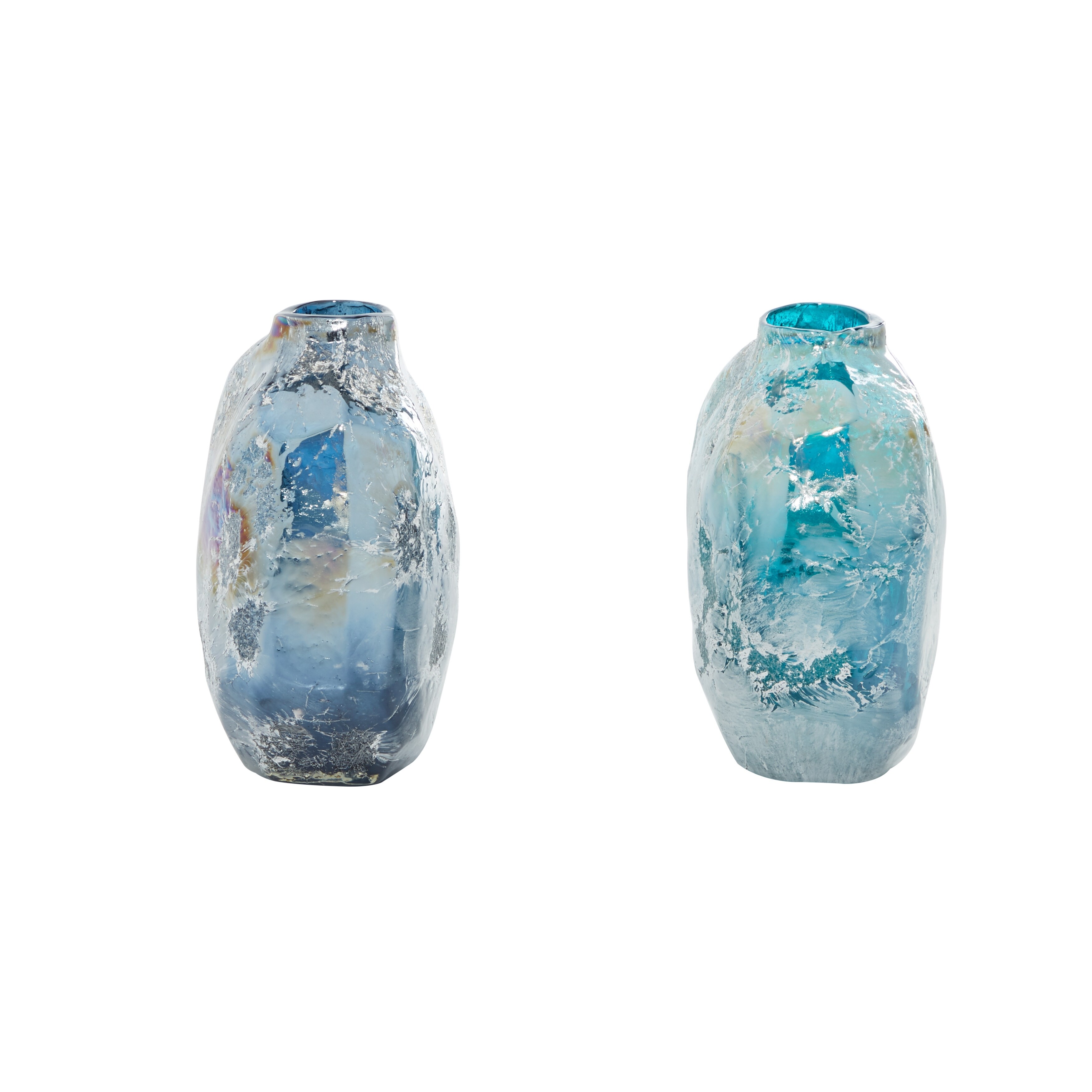 The Novogratz Blue Glass Handmade Blown Vase (Set of 2) - 8 x 5 x 9