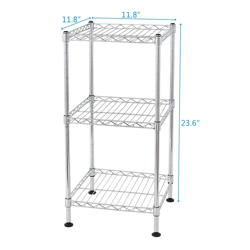 3-Tier Steel Wire Shelving Tower Silver