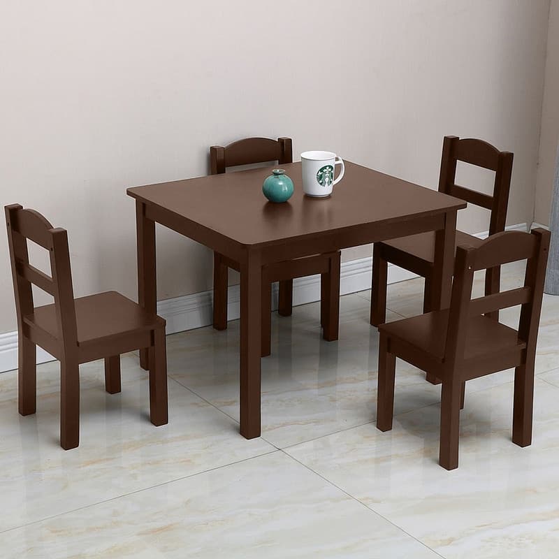 Kids Table and Chairs Set - 4 Chairs and 1 Activity Table for Children - N/A - White