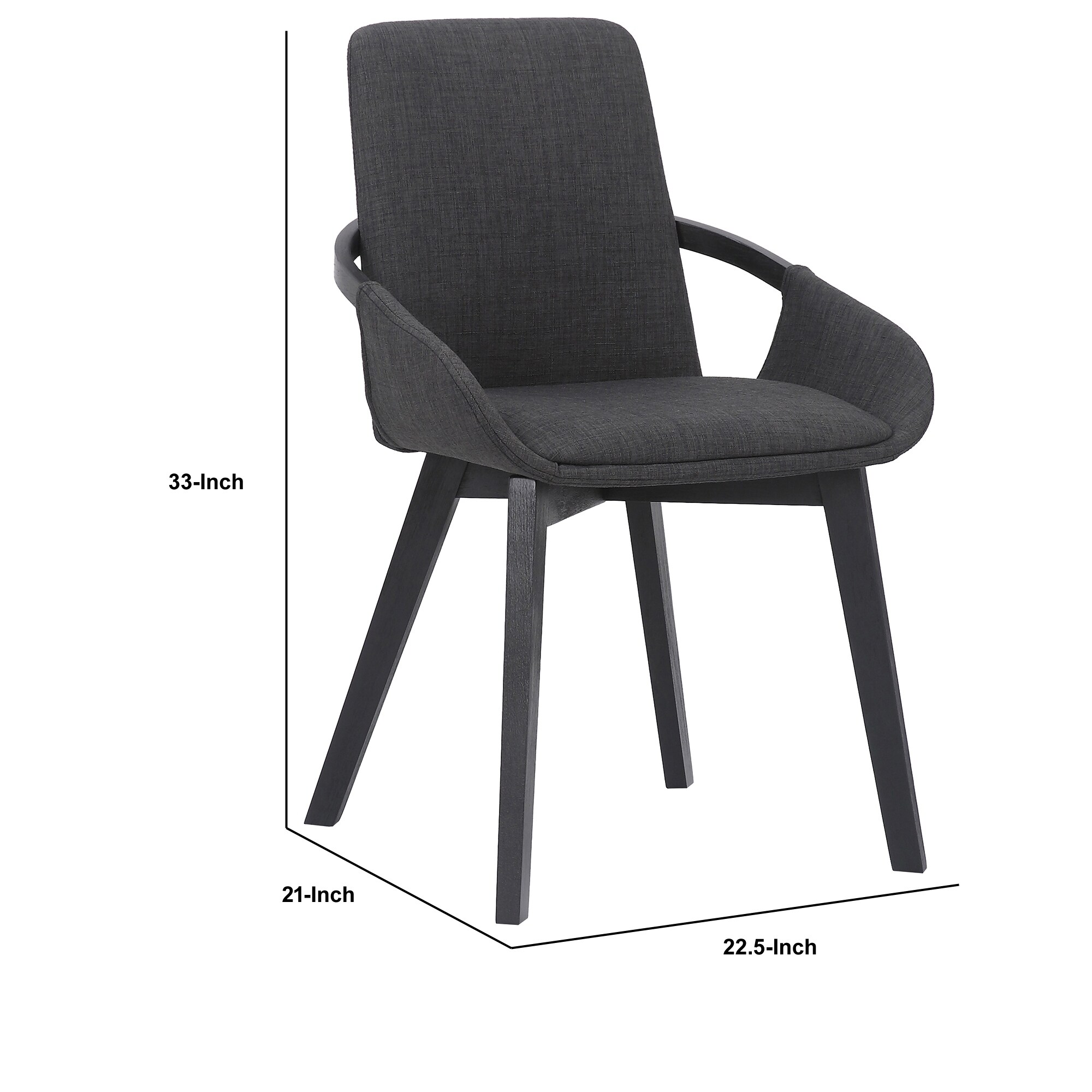 19 Inches Fabric Upholstered Dining Chair with Bucket Seat, Black