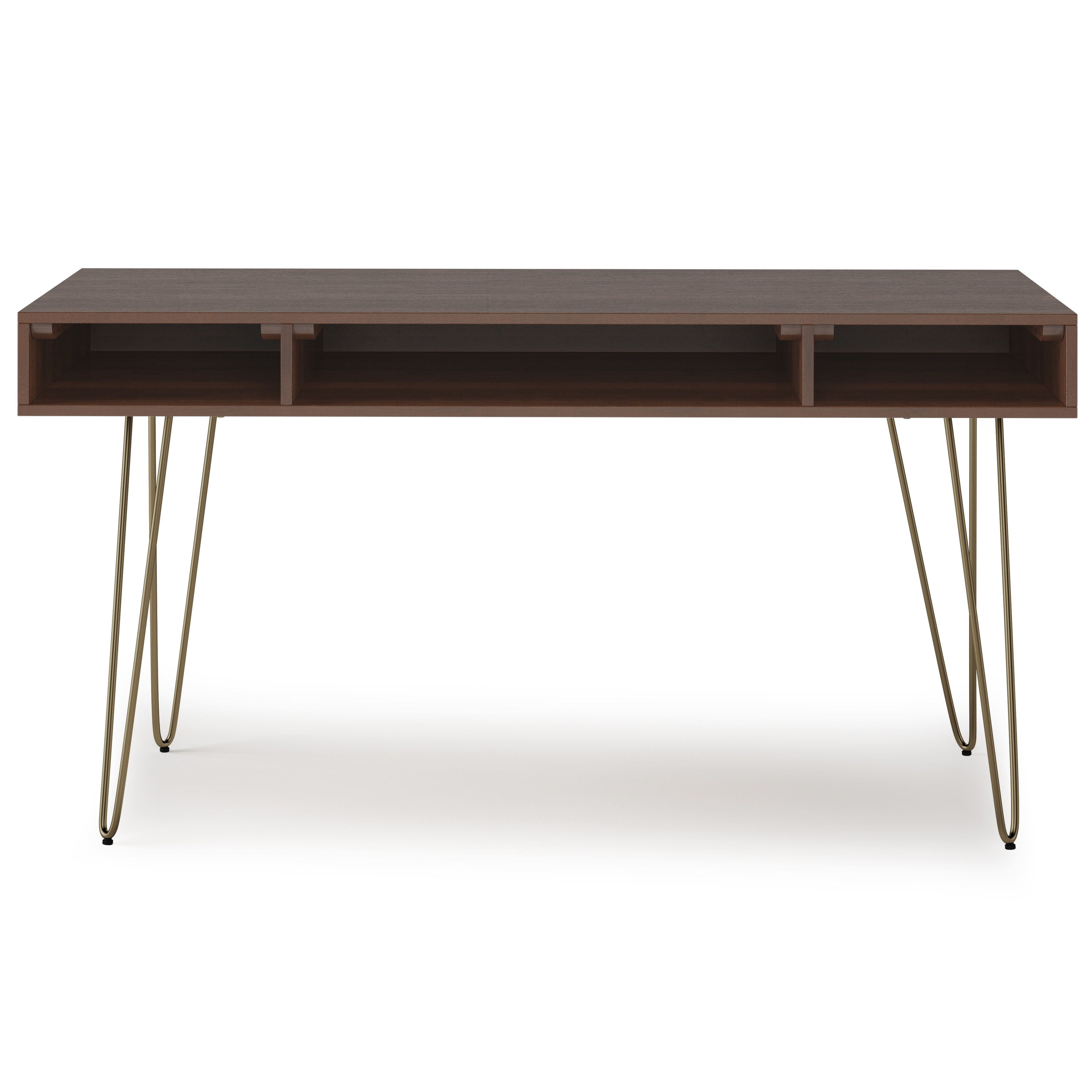 Moreno SOLID MANGO WOOD Contemporary Modern 60 inch Wide Desk - Umber Brown and Gold