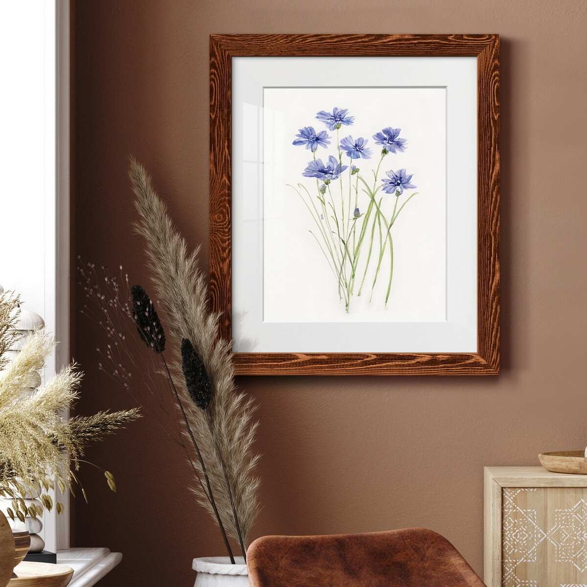Dainty Botanical Cornflower-Premium Framed Print - Ready to Hang