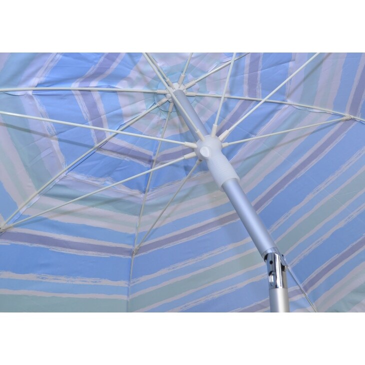 7 ft Brush Stroke Striped Beach Umbrella with Travel Bag