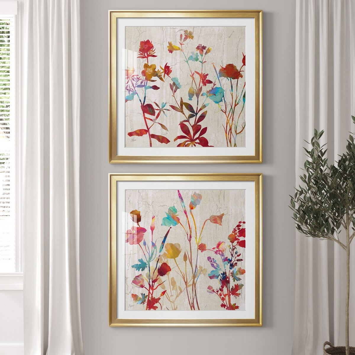 Rainbow Wildflowers I Premium Framed Print - Ready to Hang
