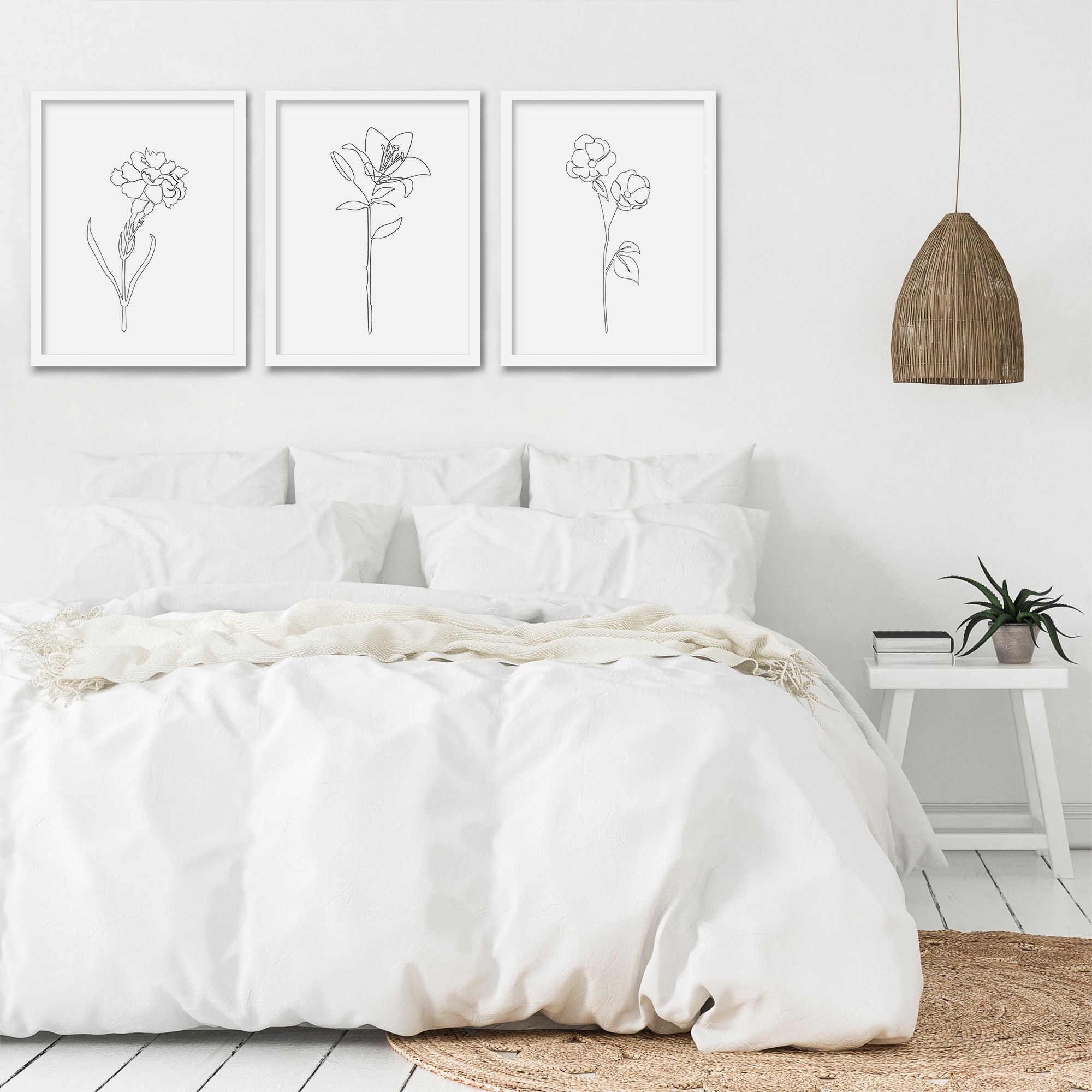 Floral Sketches By Explicit Design 3 Piece Framed Print Wall Art Set