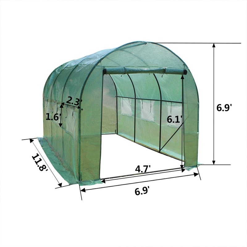 12′ x 7′ x 7 Heavy Duty Dome Greenhouse - 12' x 7' x 7' (L x W x H)
