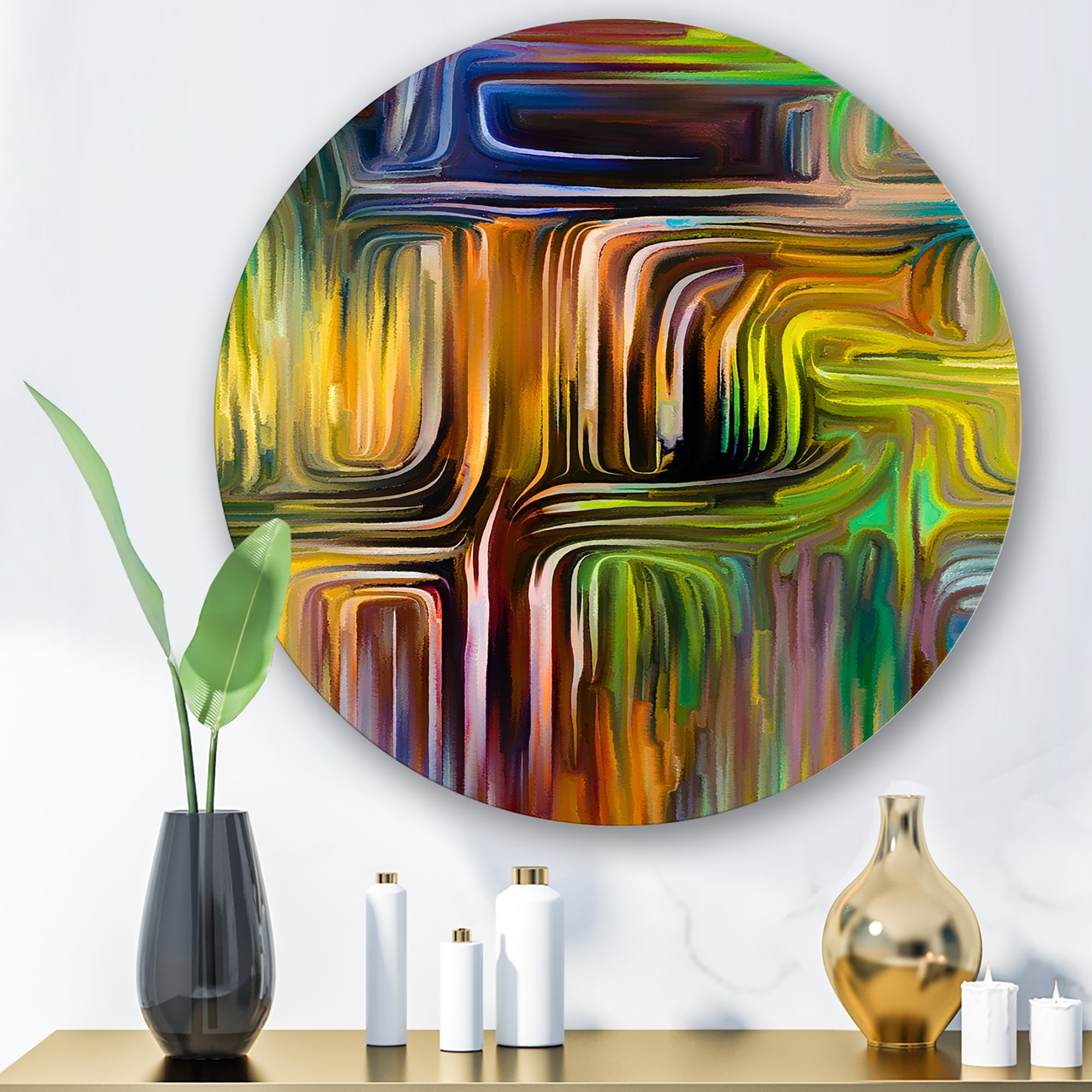 Designart 'Colour Fusion I' Modern Metal Circle Wall Art