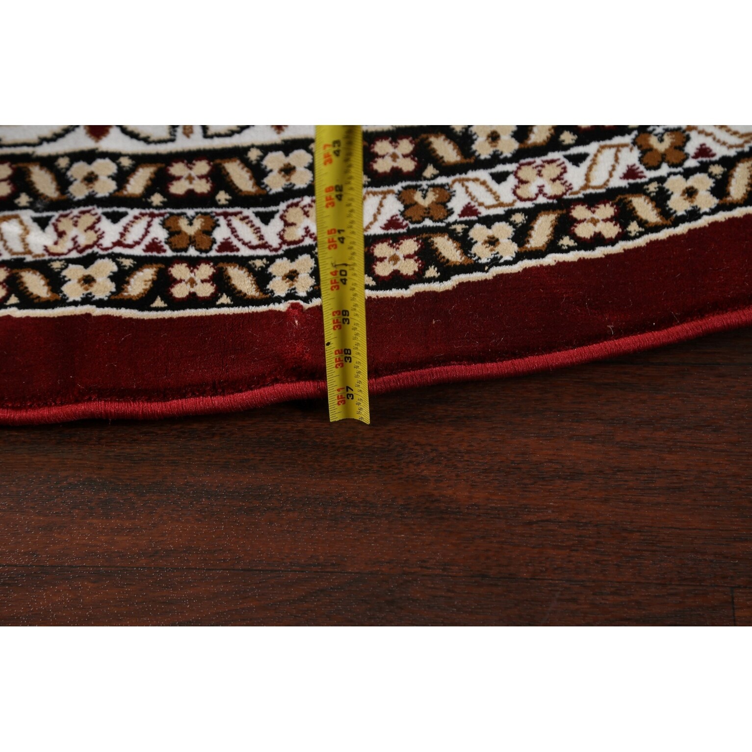 Red Traditional Geometric Tabriz Mahi Turkish Area Rug Oriental Carpet - 8'0" x 8'0" Round