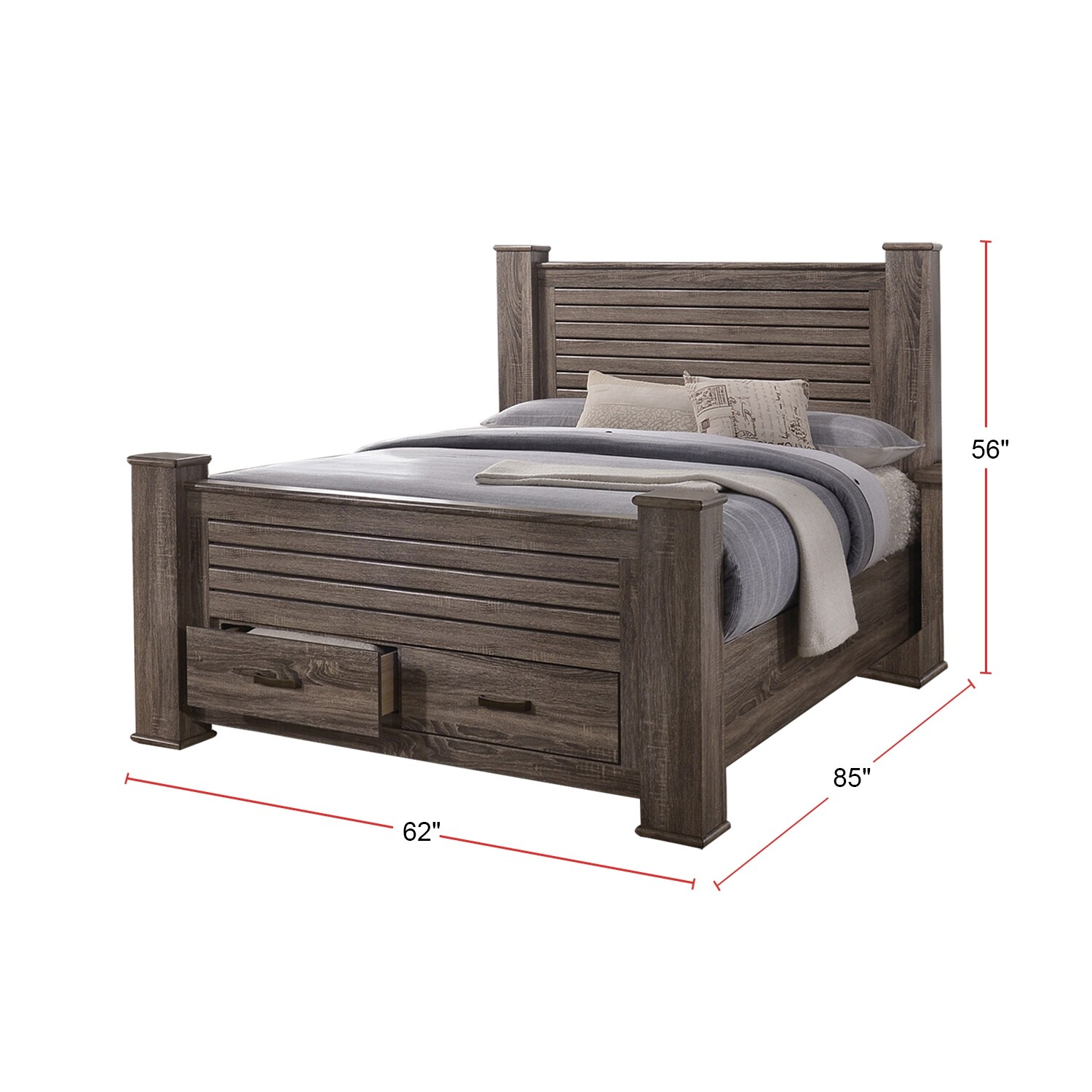 Wooden Bed With Drawers