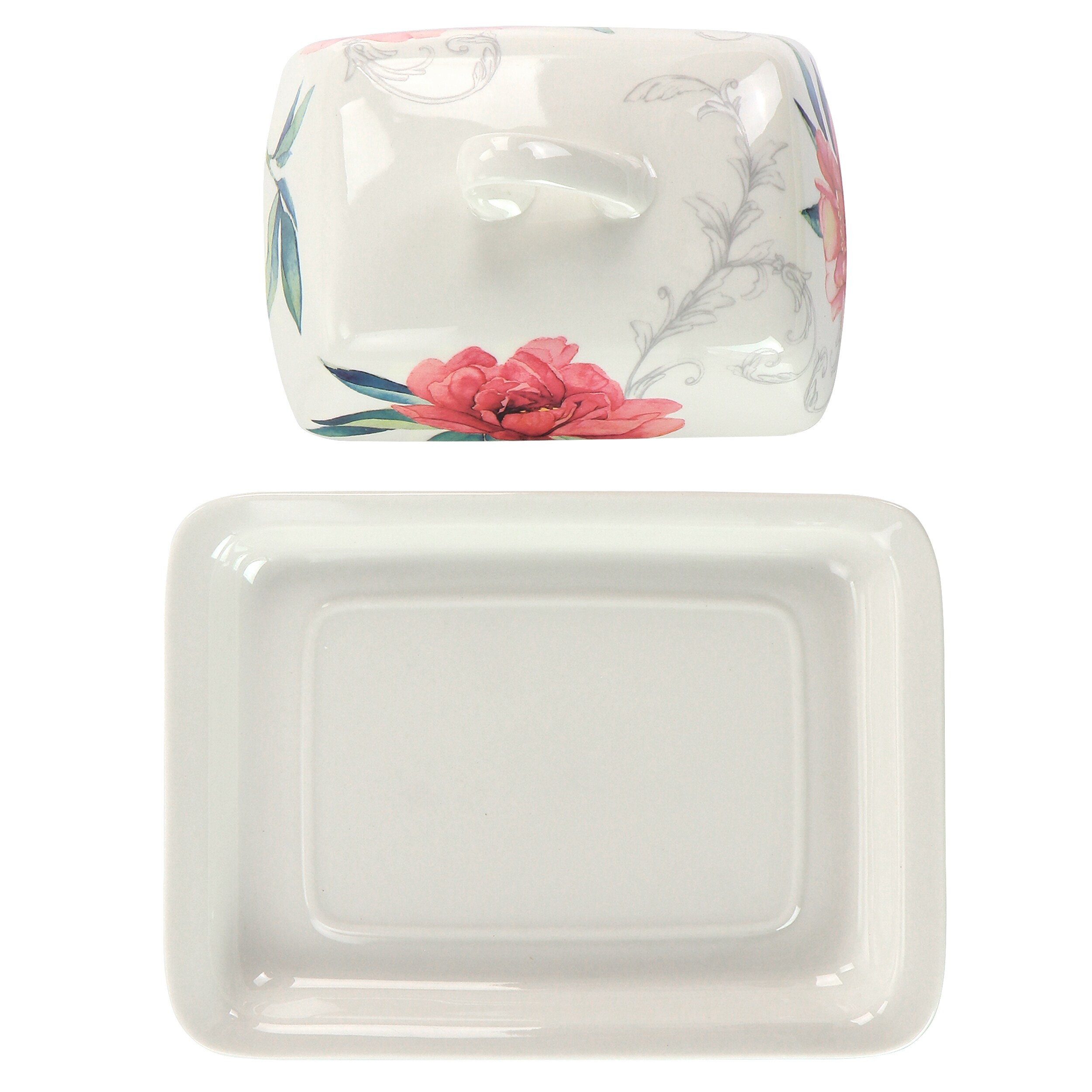 Martha Stewart Fine Ceramic 7.5 Inch Butter Dish in Floral Designs