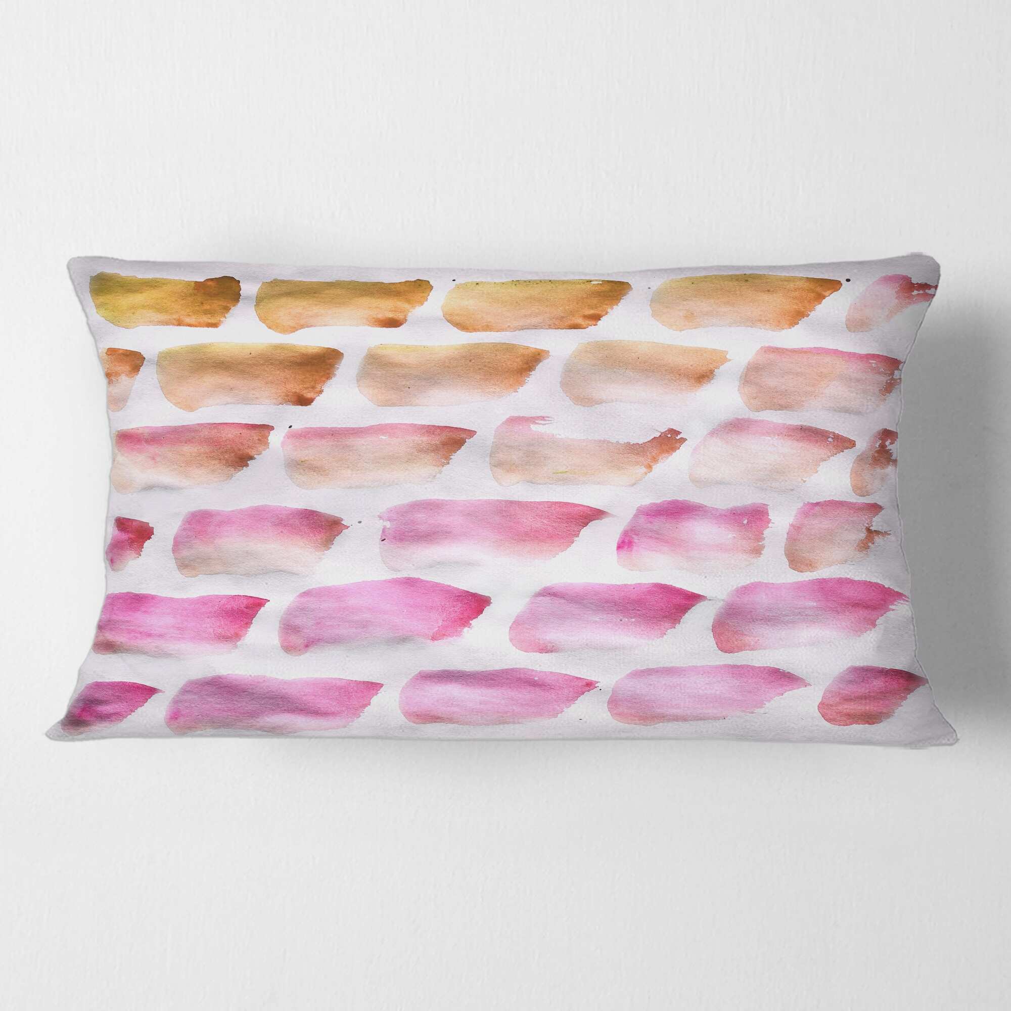 Designart 'Pink and Dark Yellow Abstracts Brushes' Modern Printed Throw Pillow