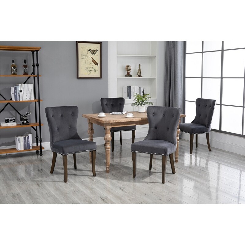 Set of 2 Tufted Armless Dining Chair Upholstered Accent Chair,Grey