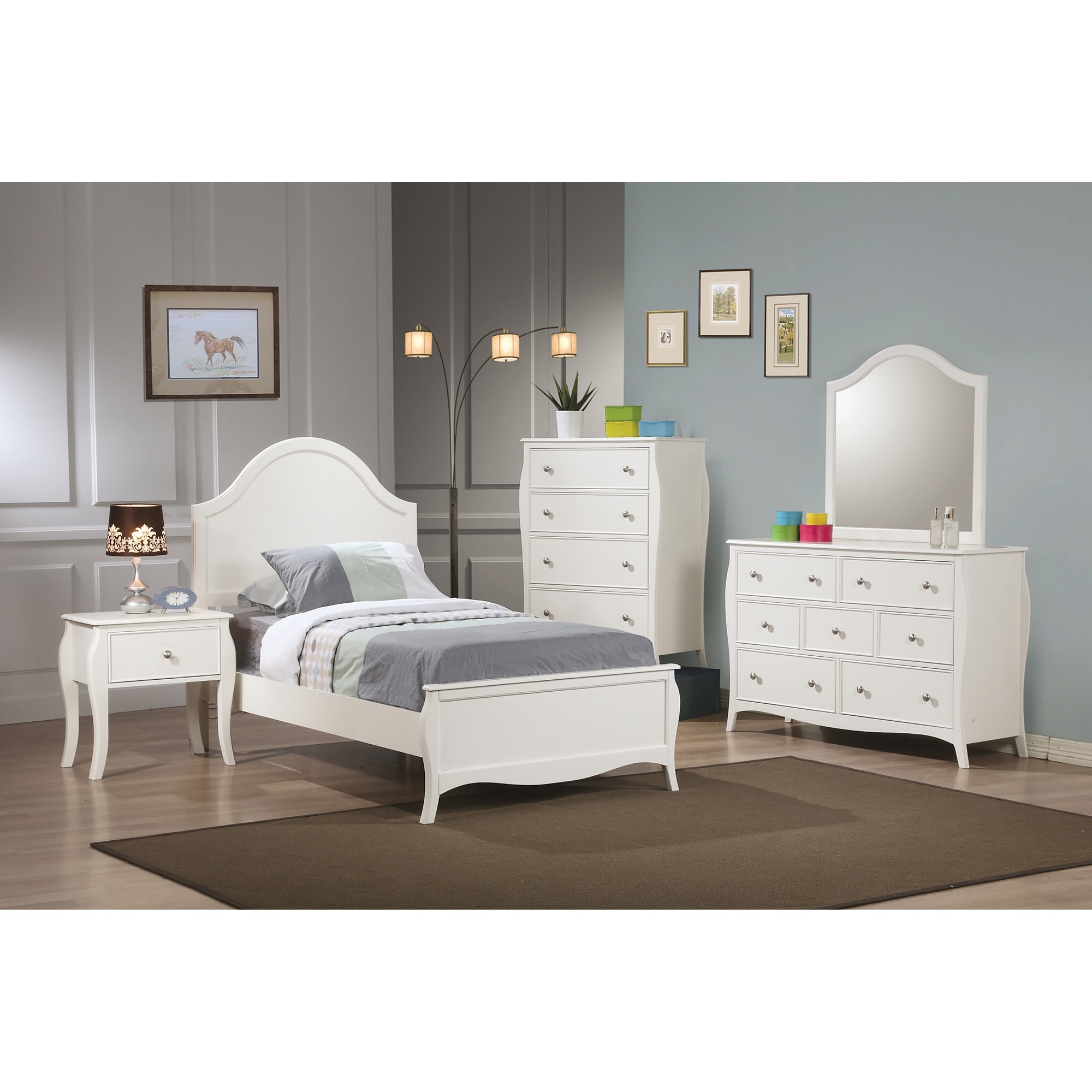Chloe French Country White Panel Bed