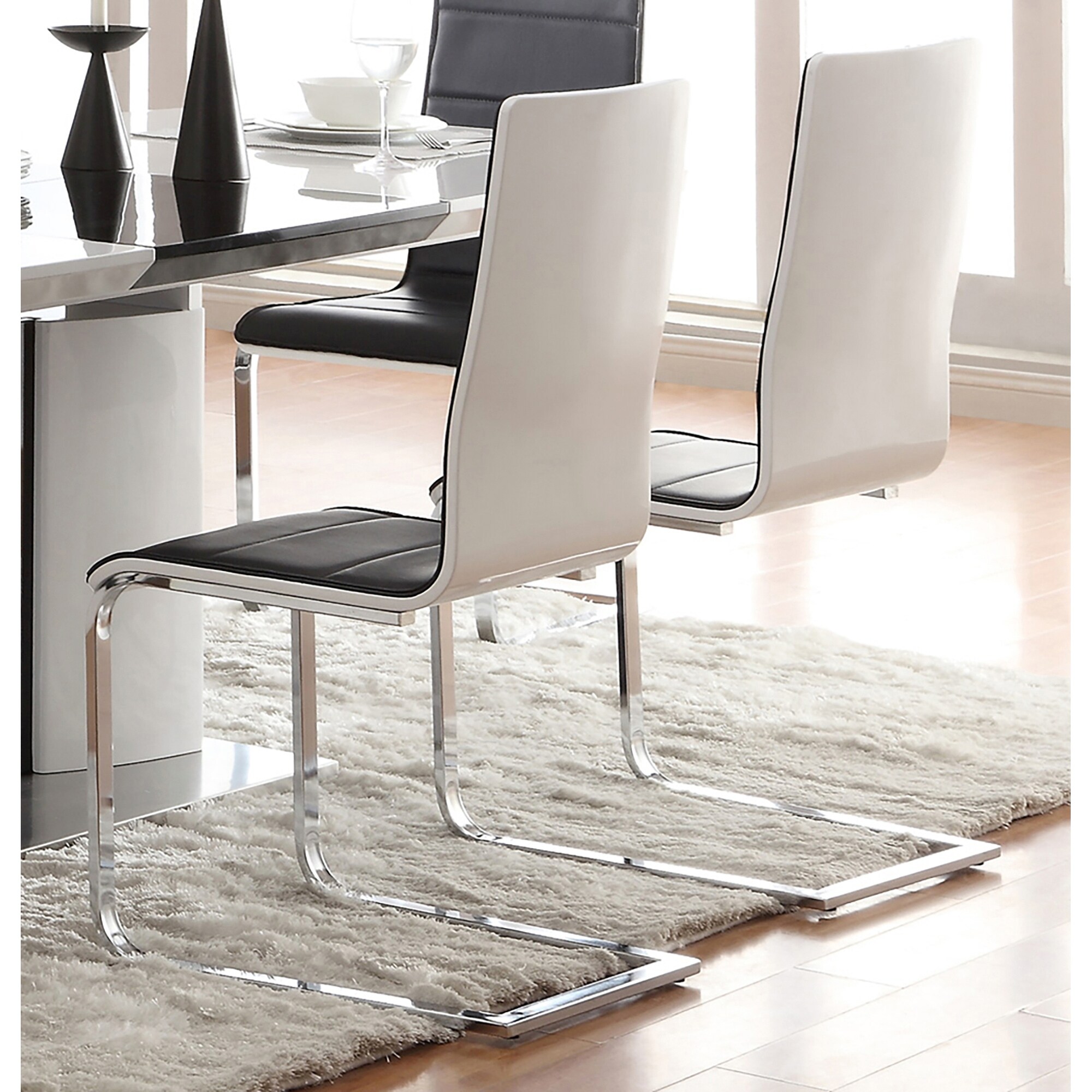 Littleton Contemporary Faux Leather Chrome Dining Chairs (Set of 4)