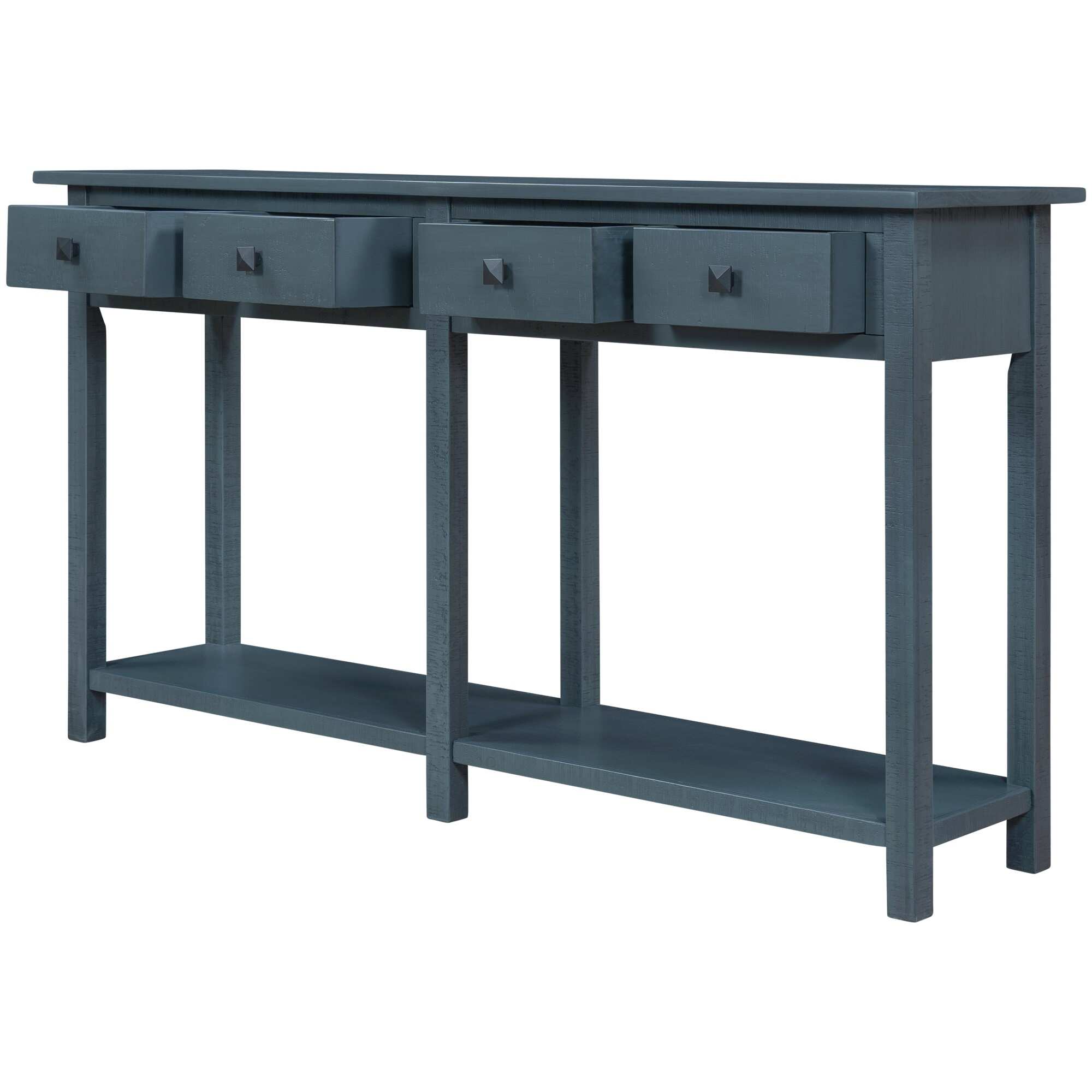 Brushed Texture Entryway Console Table with Drawer &Shelf,Antique Navy