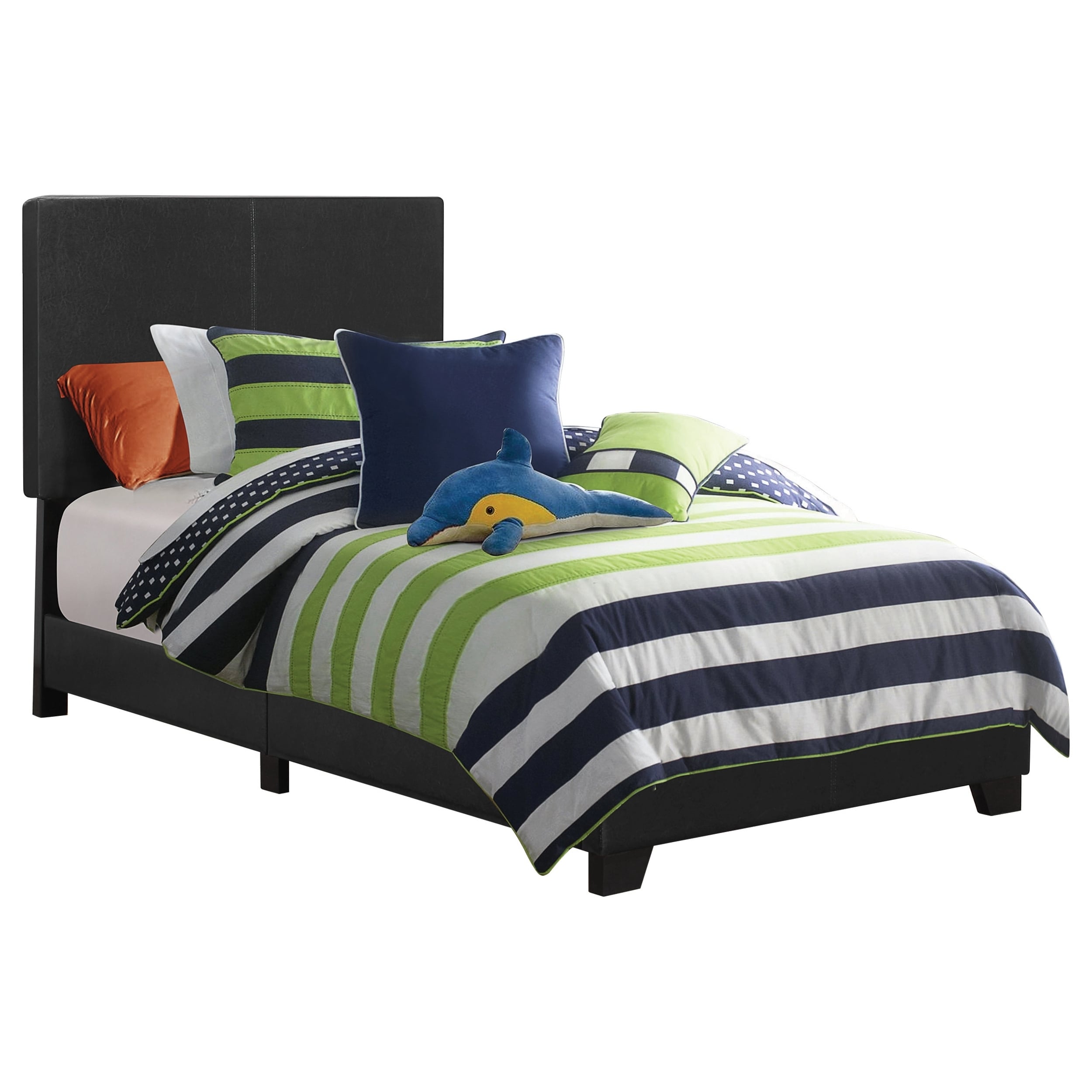Modern Design Black Leatherette Upholstered Bed