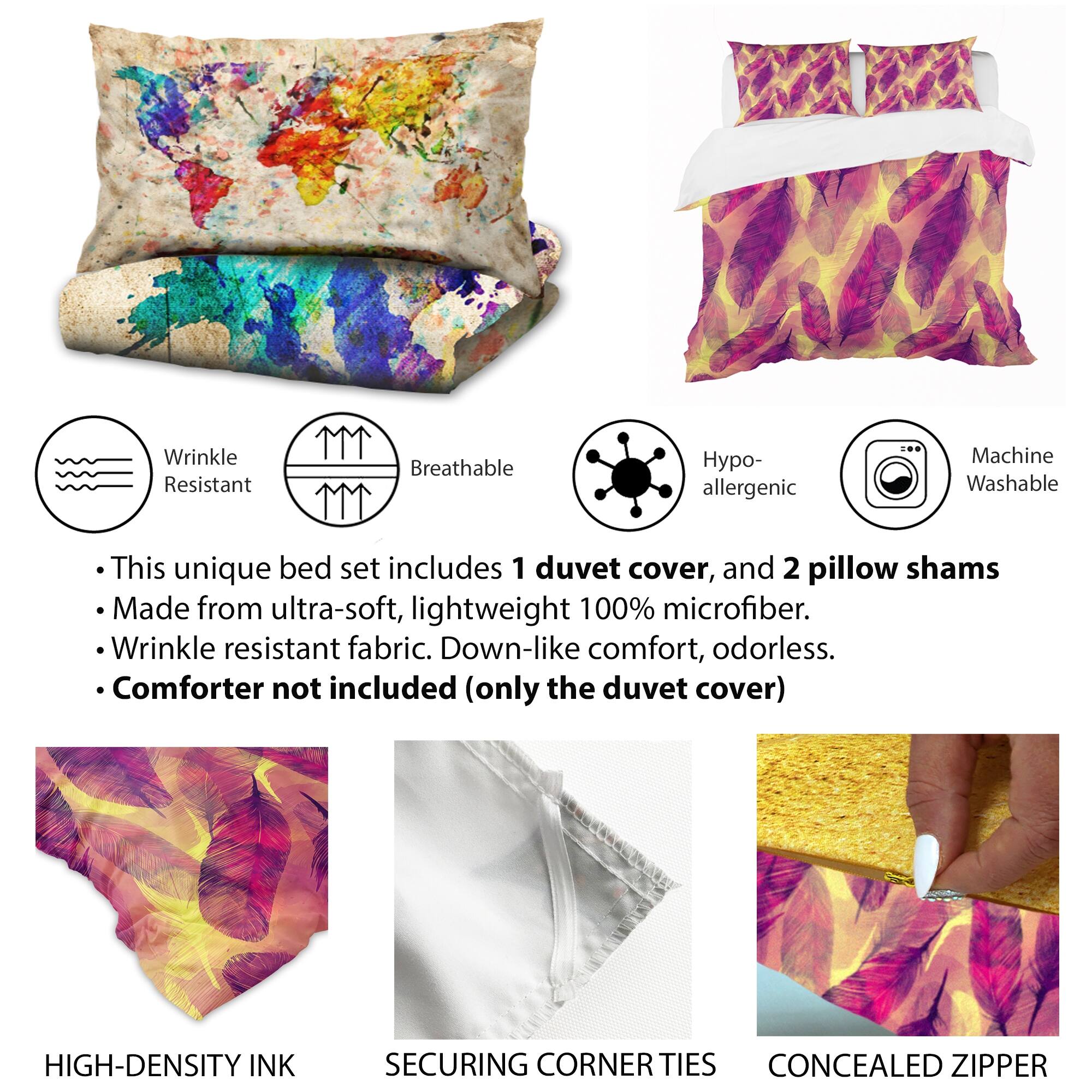 Designart 'Abstract Sun Moon Leaves III' Modern Duvet Cover Set