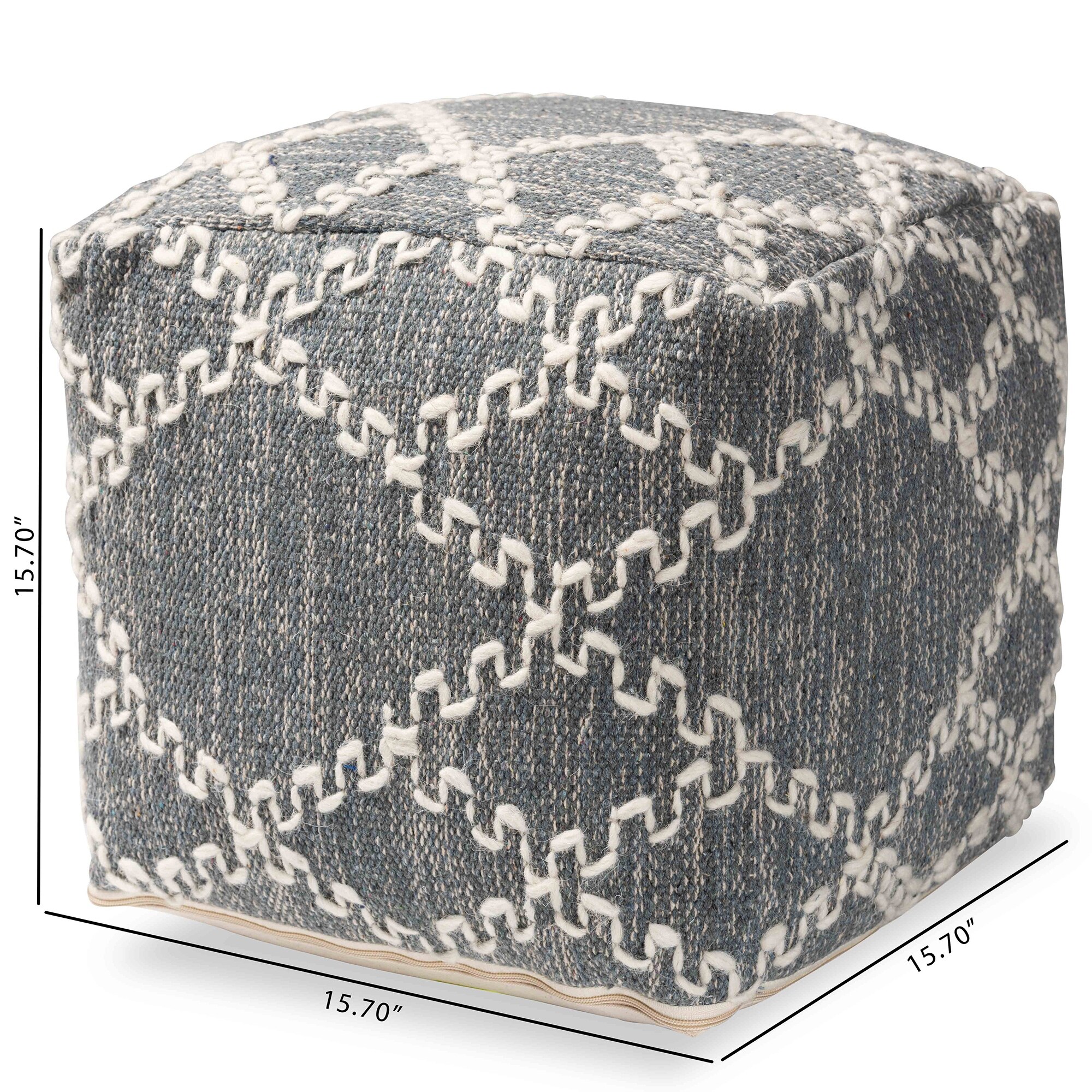 Geyne Modern and Bohemian styled Handwoven Cotton Pouf in Grey color