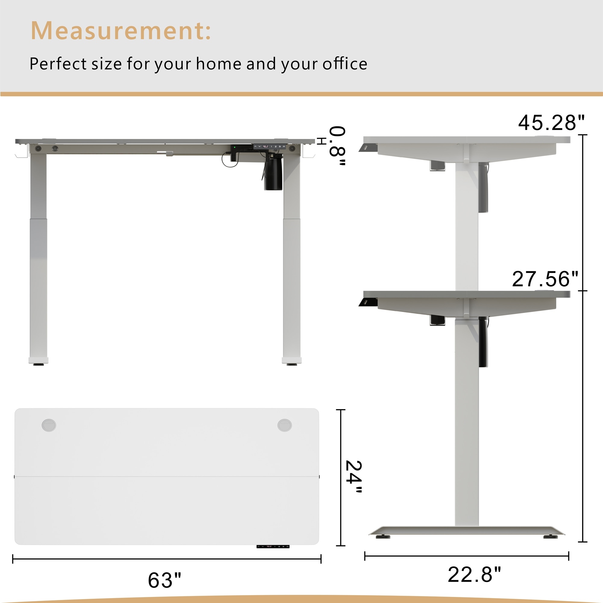 Futzca Height Adjustable Electric Standing Desk Sit Stand Computer Stand up Desk with Splice Board