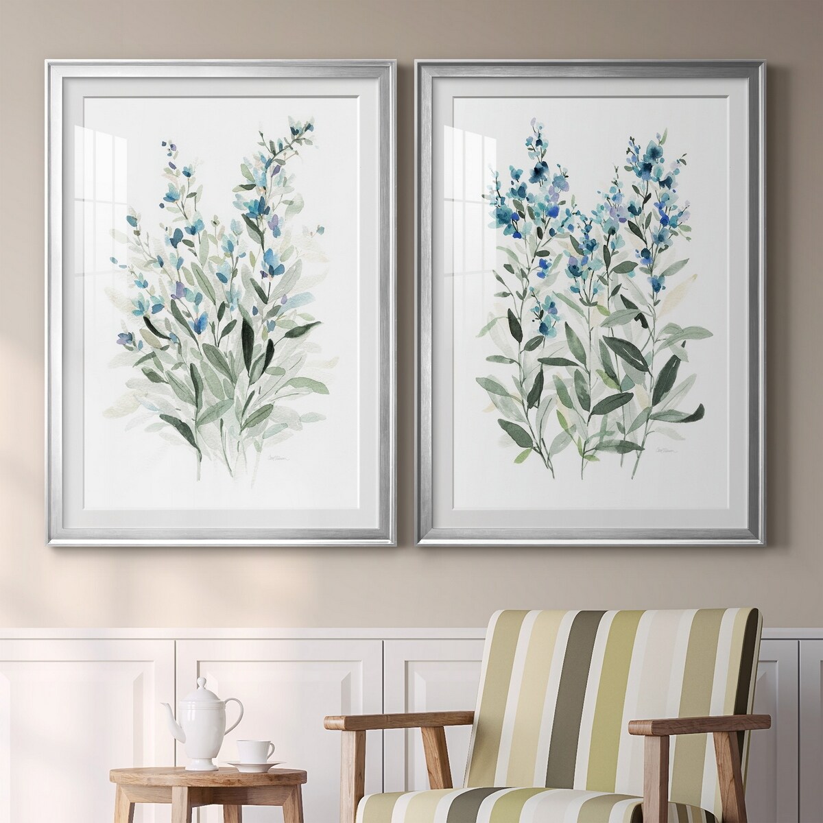 Delicate Blue Botanical I Premium Framed Print - Ready to Hang