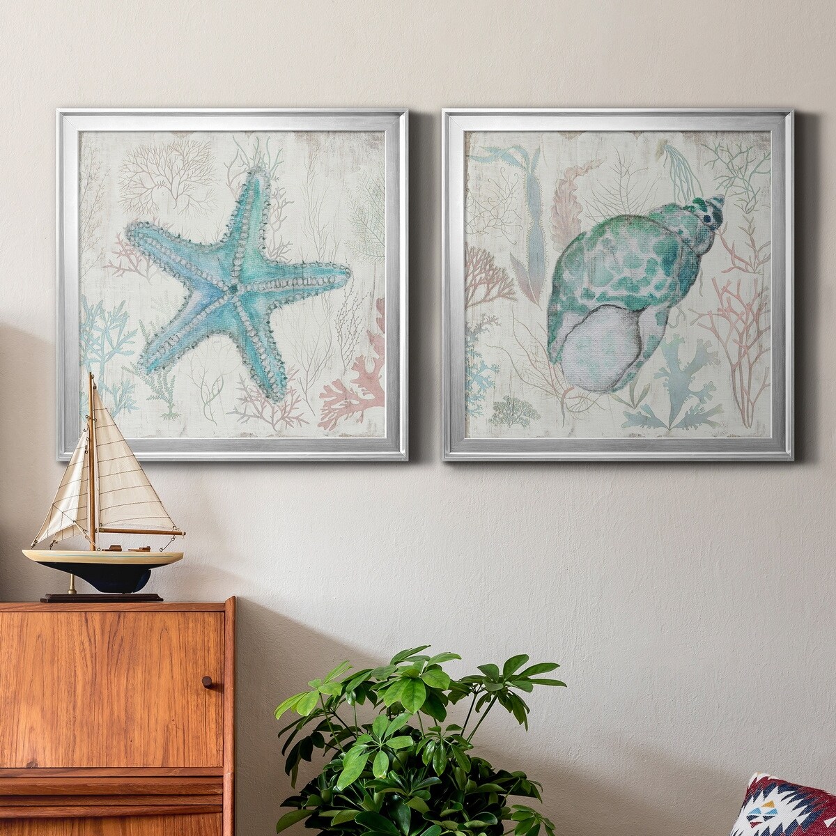 Coral and Shell III-Premium Framed Canvas - Ready to Hang - Multi-Color