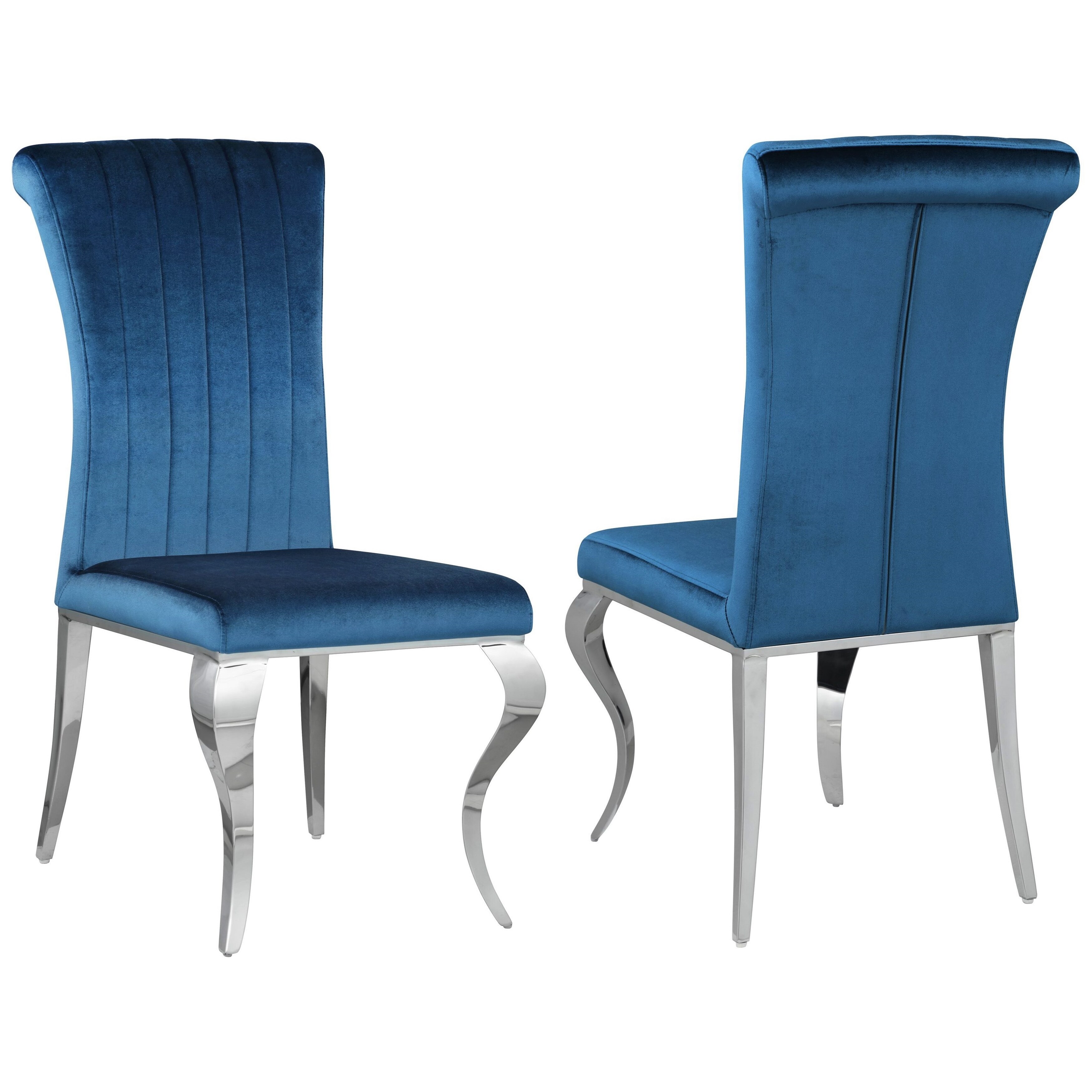 Majestic Cabriola Design Teal Velvet Dining Chairs with Chrome legs (Set of 4)