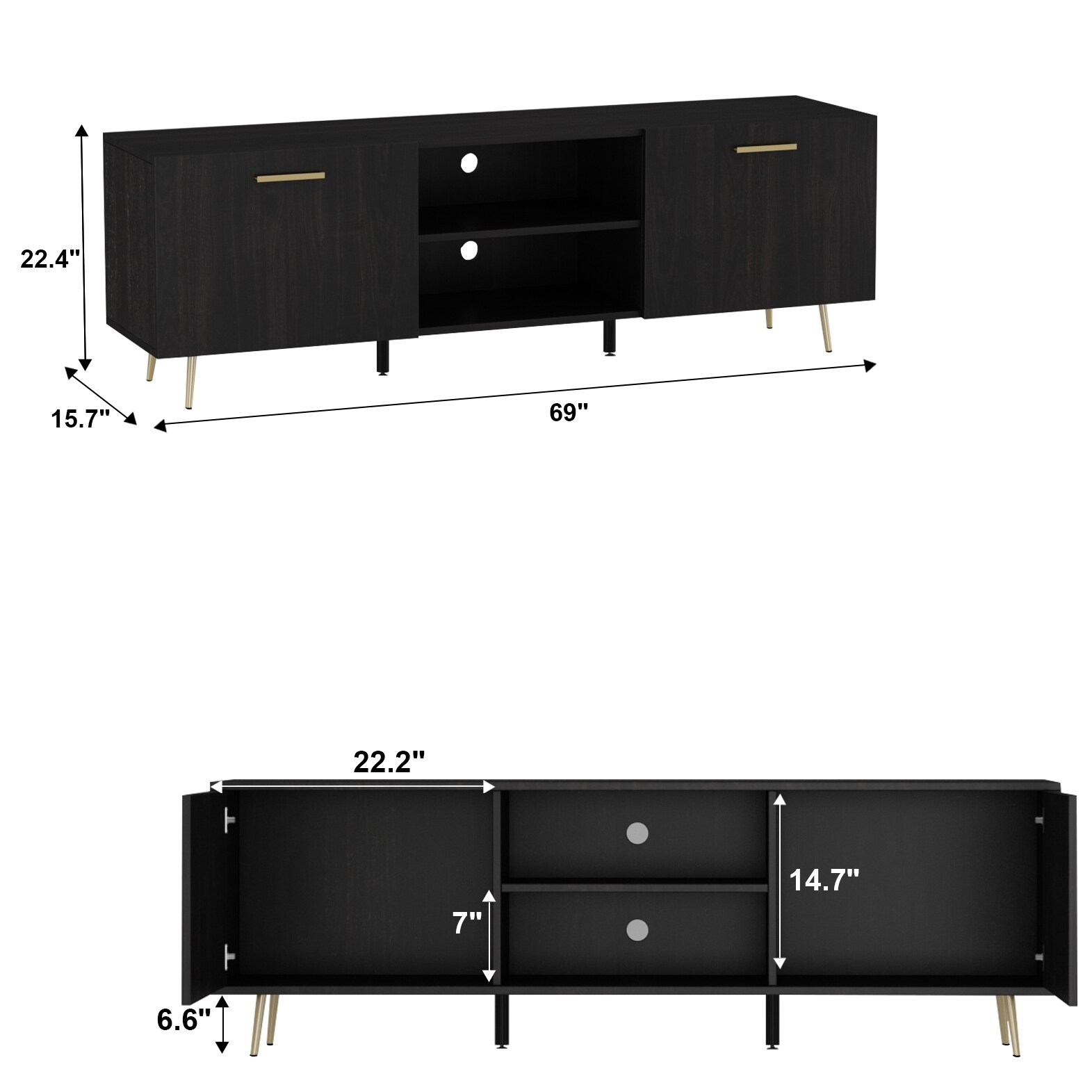 Entertainment Centers TV Stand With 2 Doors
