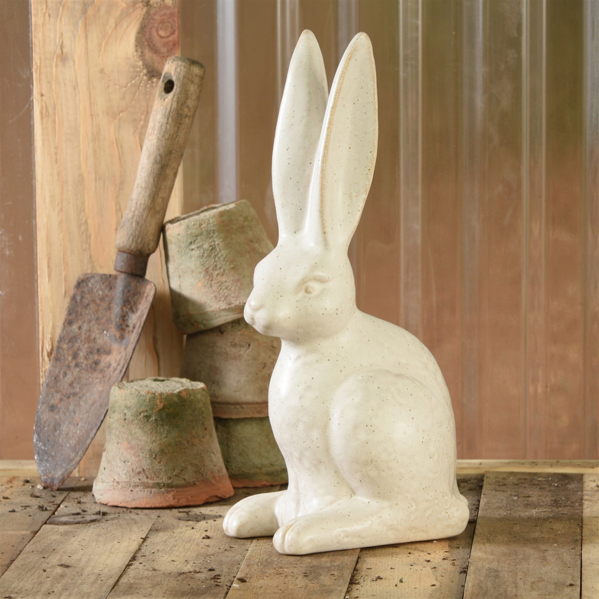 jumbo ceramic rabbit sculpture - 5.5"W x 3.75"D x 11"H