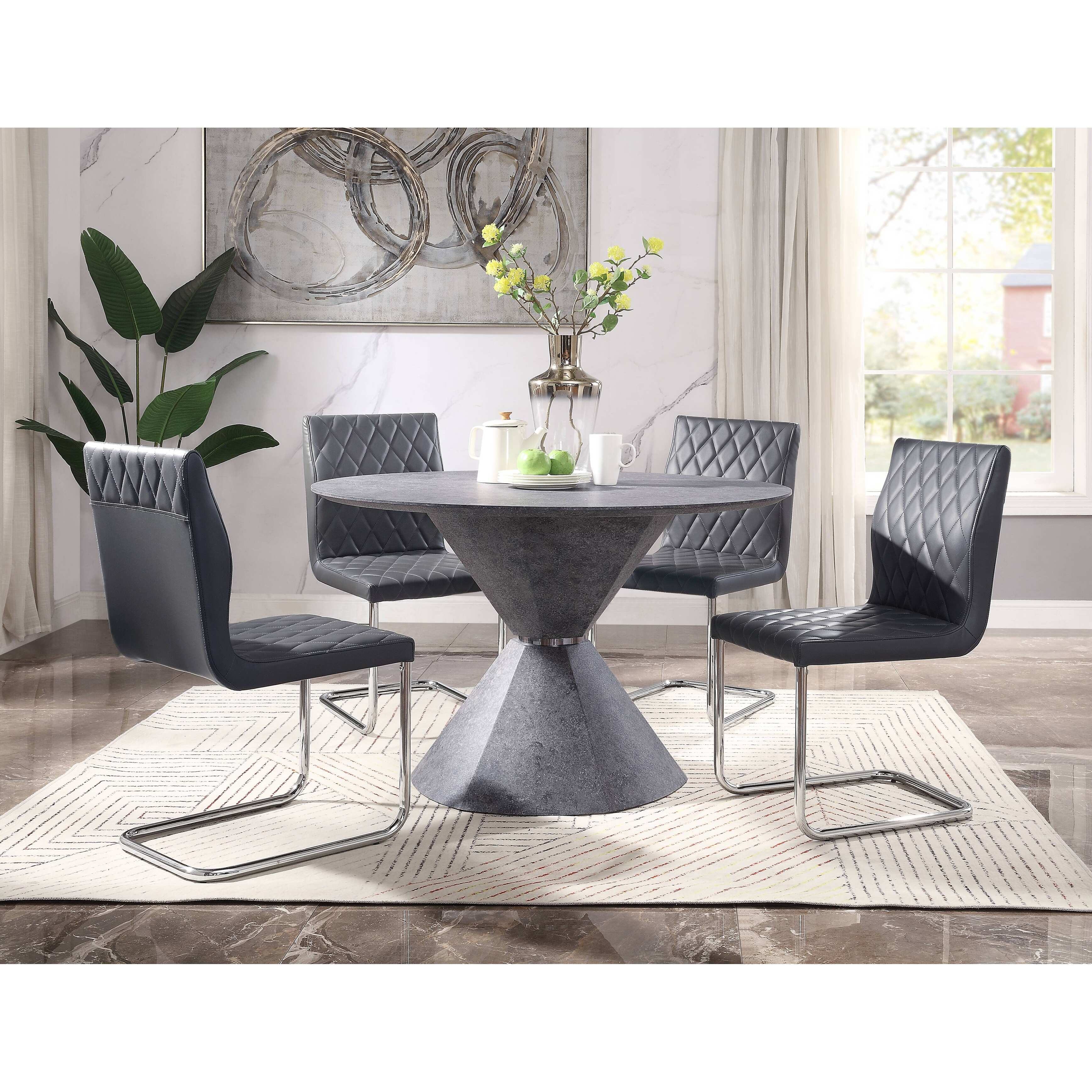 ACME Ansonia Dining Table in Faux Concrete