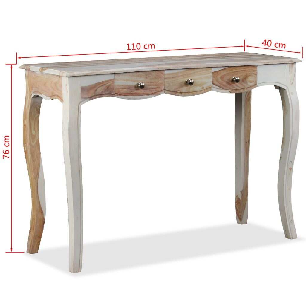 vidaXL Console Table with 3 Drawers Solid Sheesham Wood 43.3"x15.7"x29.9" - 43.3" x 15.7" x 30"