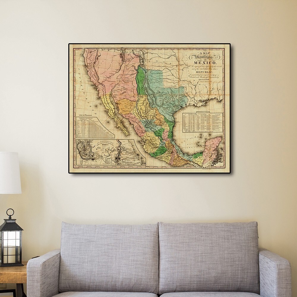 HomeRoots Vintage 1846 Map Of Mexico Unframed Print Wall Art
