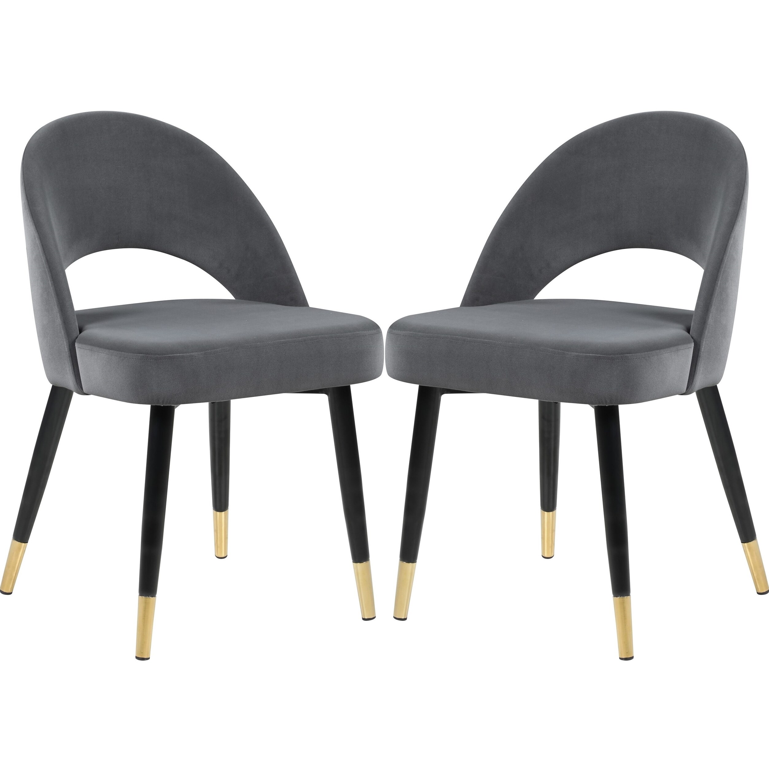 Elegant Modern Design Grey Velvet with Gold Accents Dining Chairs (Set of 2)