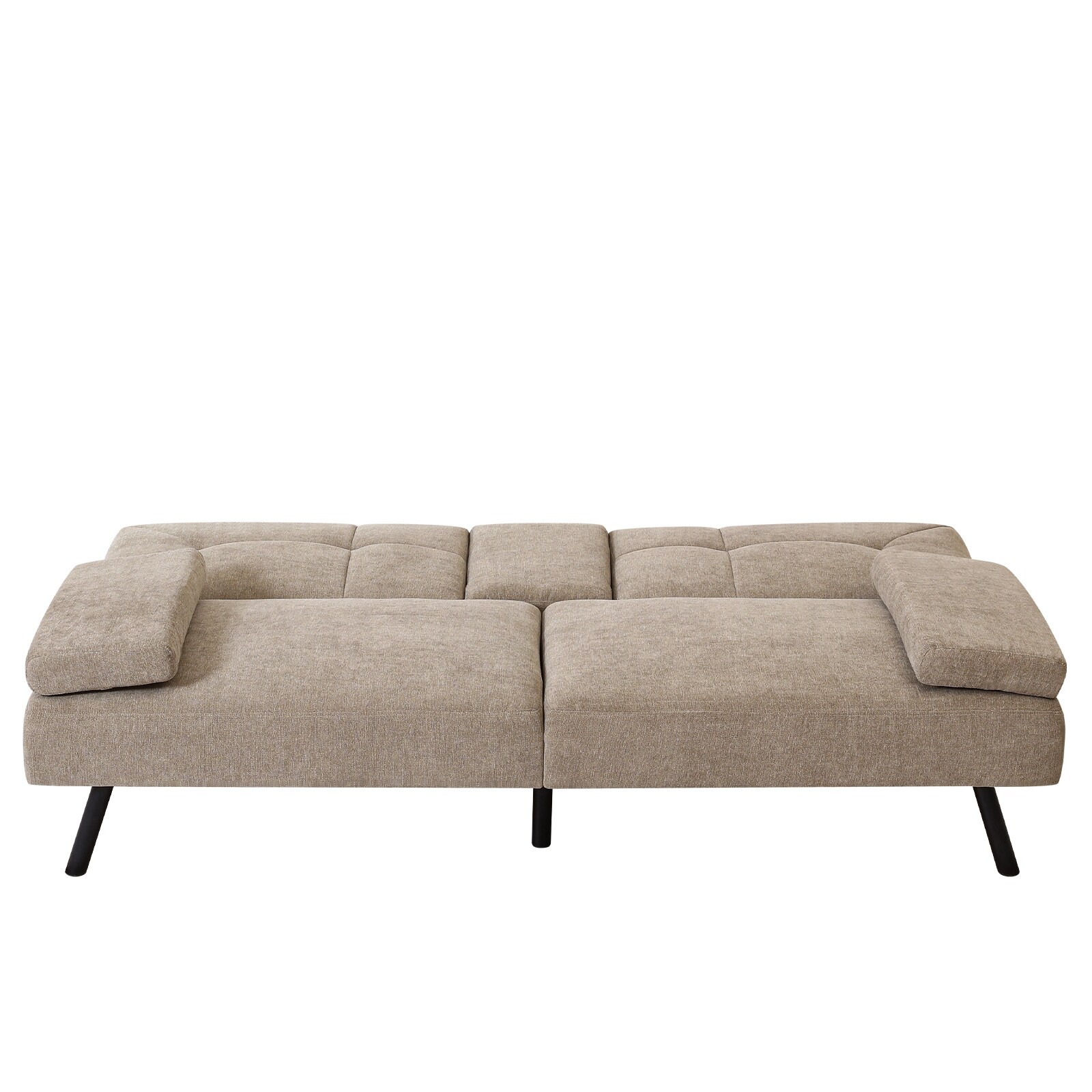 Sofa Bed Loveseat Fabric Upholstered Futon Sleeper with Cupholders