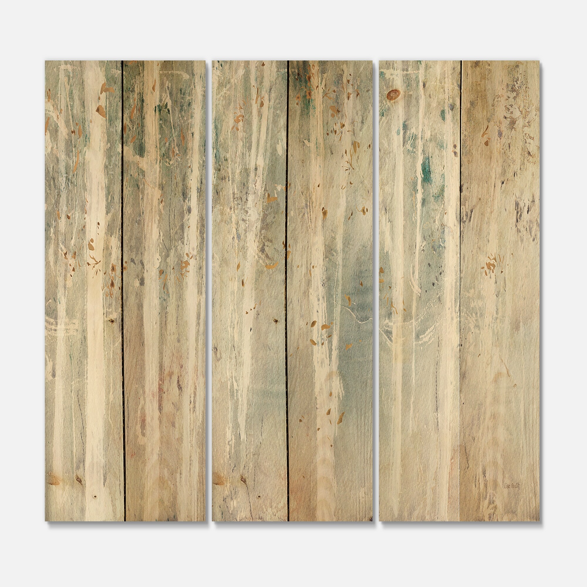 Designart 'A Woodland Walk into the Forest III' Modern Farmhouse Print on Natural Pine Wood - 3 Panels