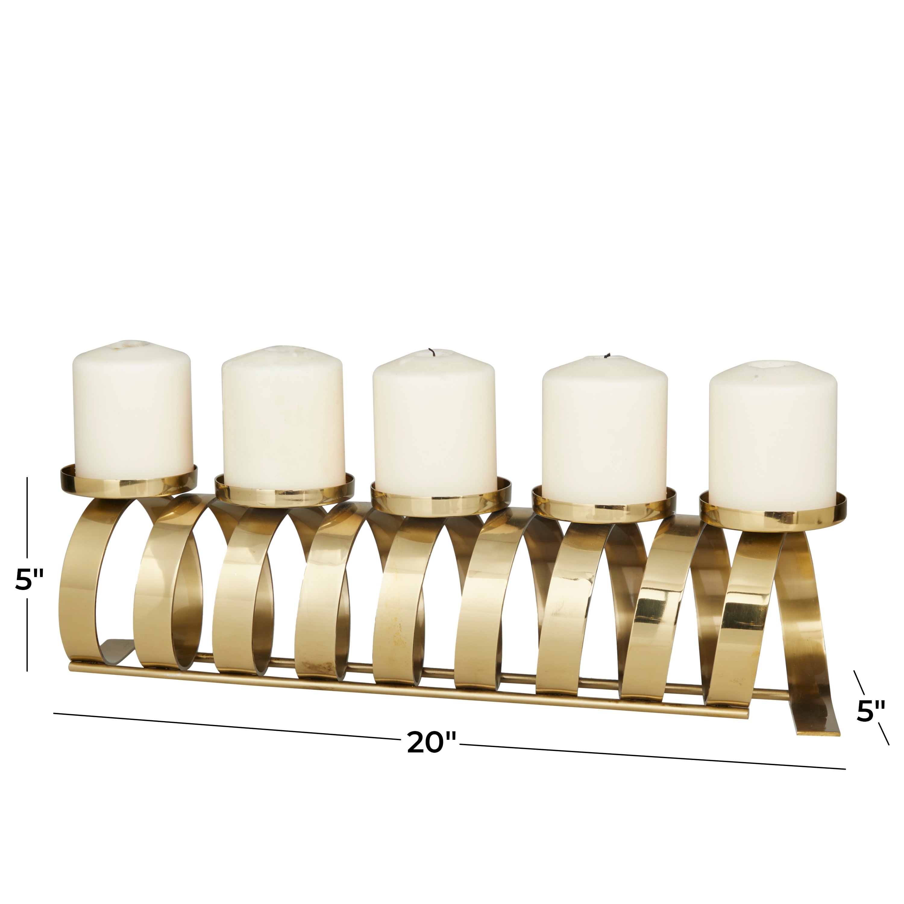 Gold Stainless Steel Contemporary Candle Holder - 20"L x 5"W x 5"H